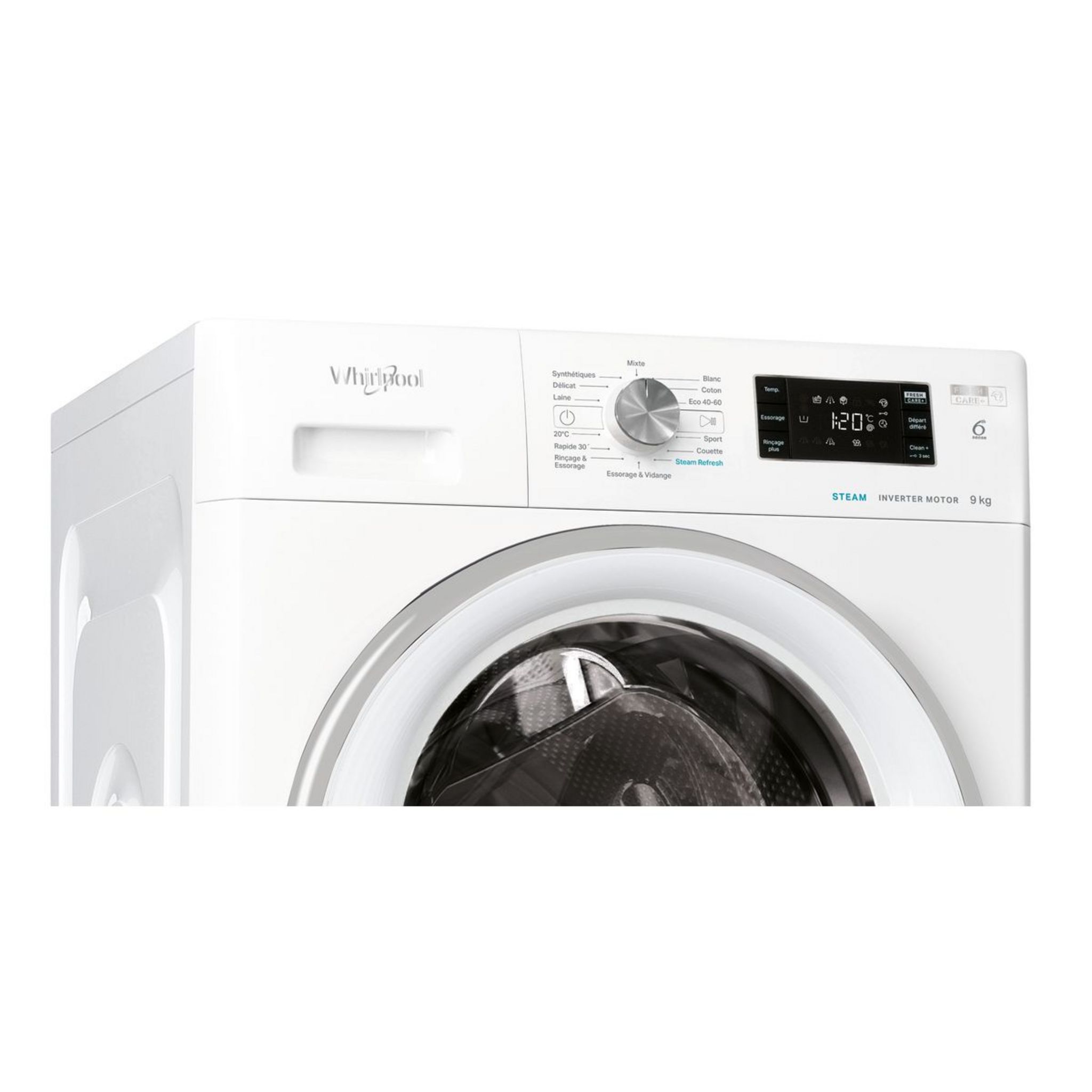 Voir la diapositive 5 : WHIRLPOOL Lave linge hublot FFBP9248SVFR, 9 kg, 1200 T/min