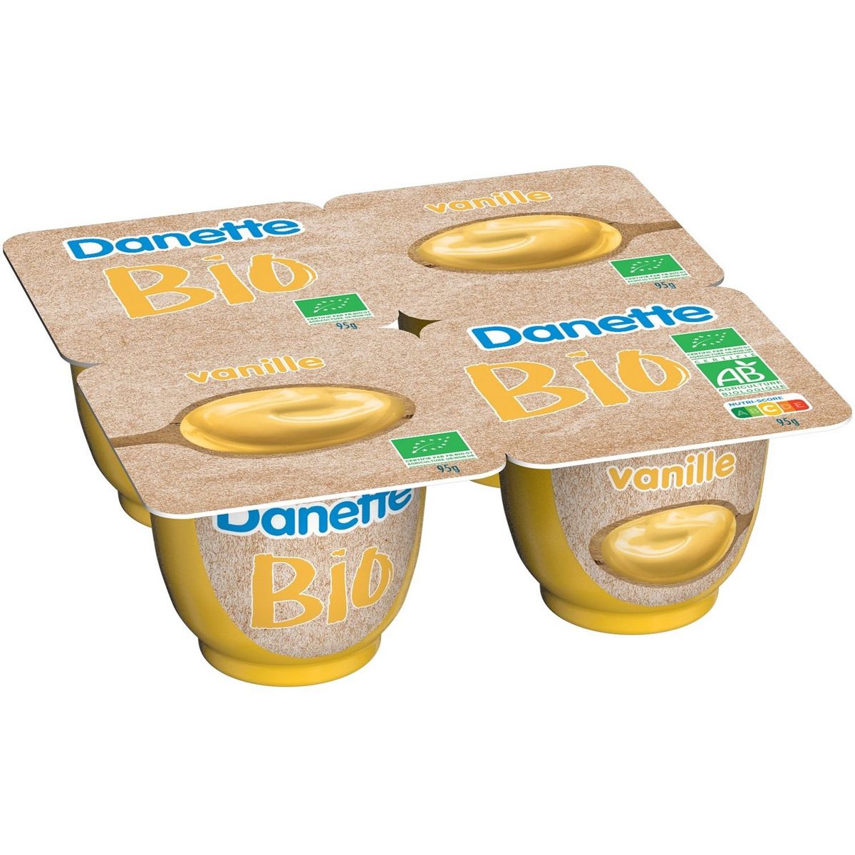 DANETTE Crème dessert bio à la vanille 4x95g