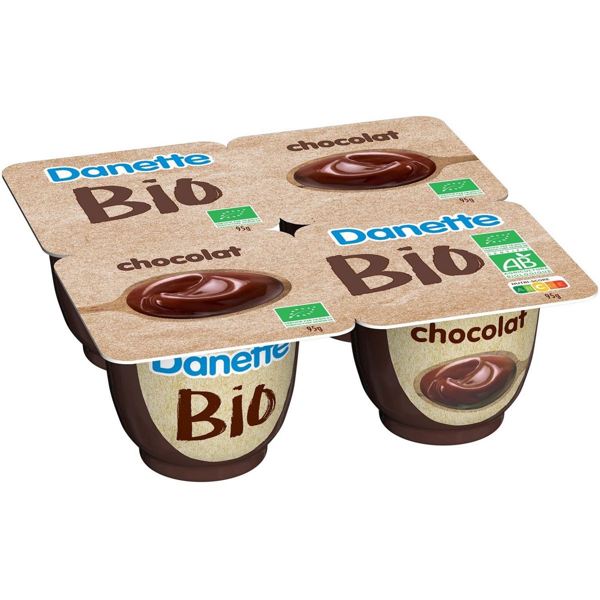 DANETTE Crème dessert bio au chocolat 4x95g