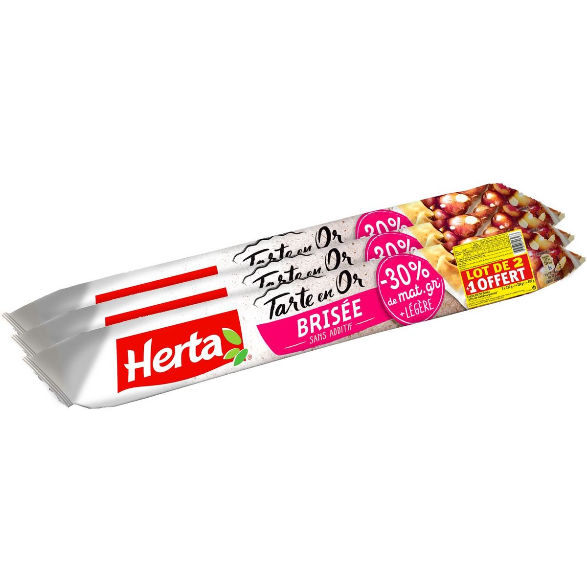 HERTA Tarte en or pâte brisée 2 + 1 offerte 690g