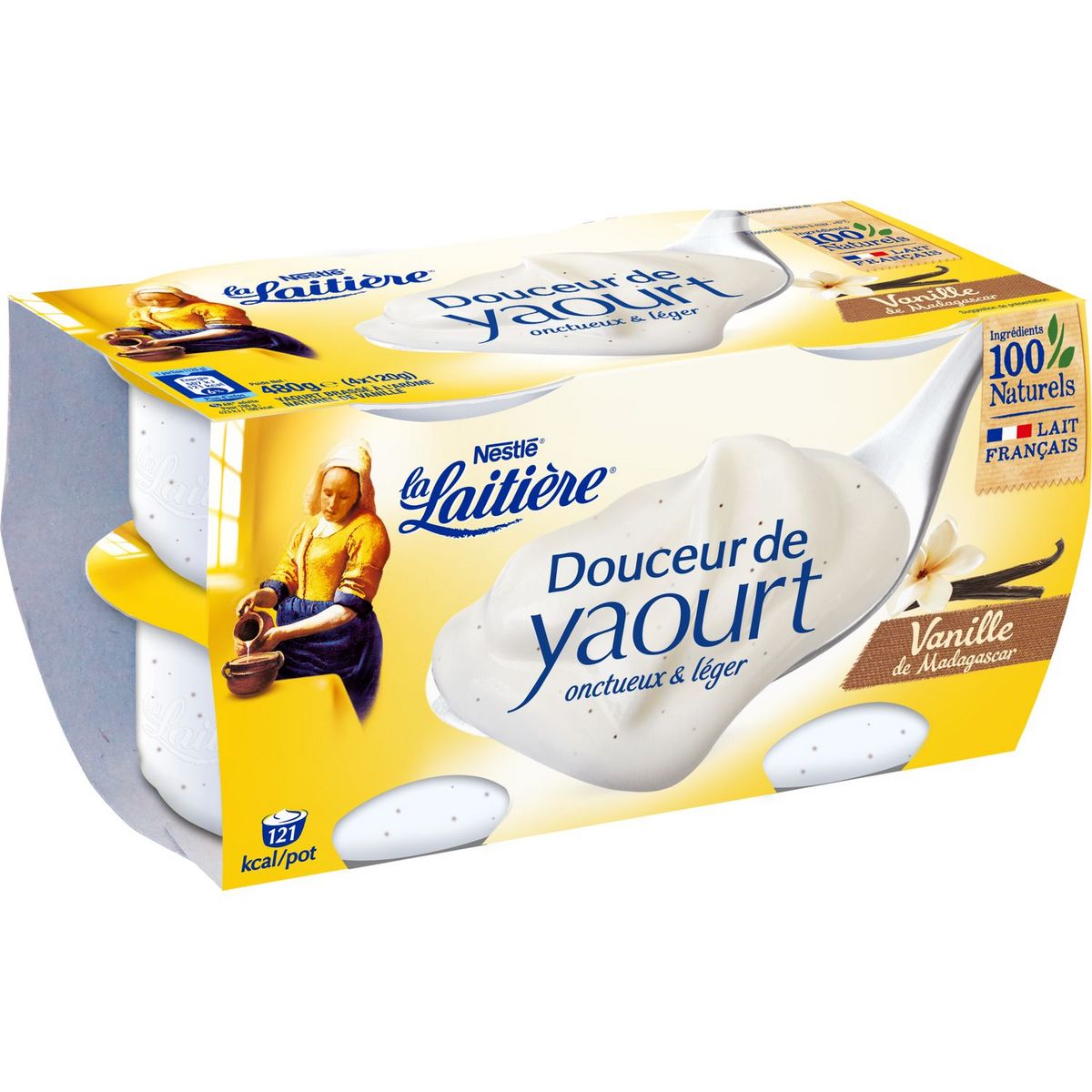 LA LAITIERE Yaourt brassé à la vanille 4x120g