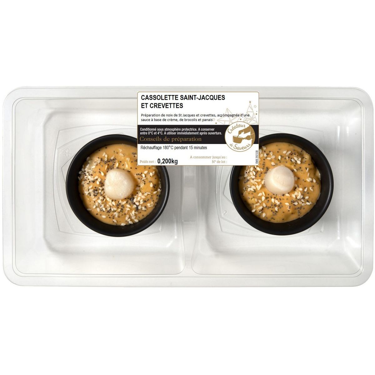 Cassolette St Jacques et crevettes 2 parts 200g