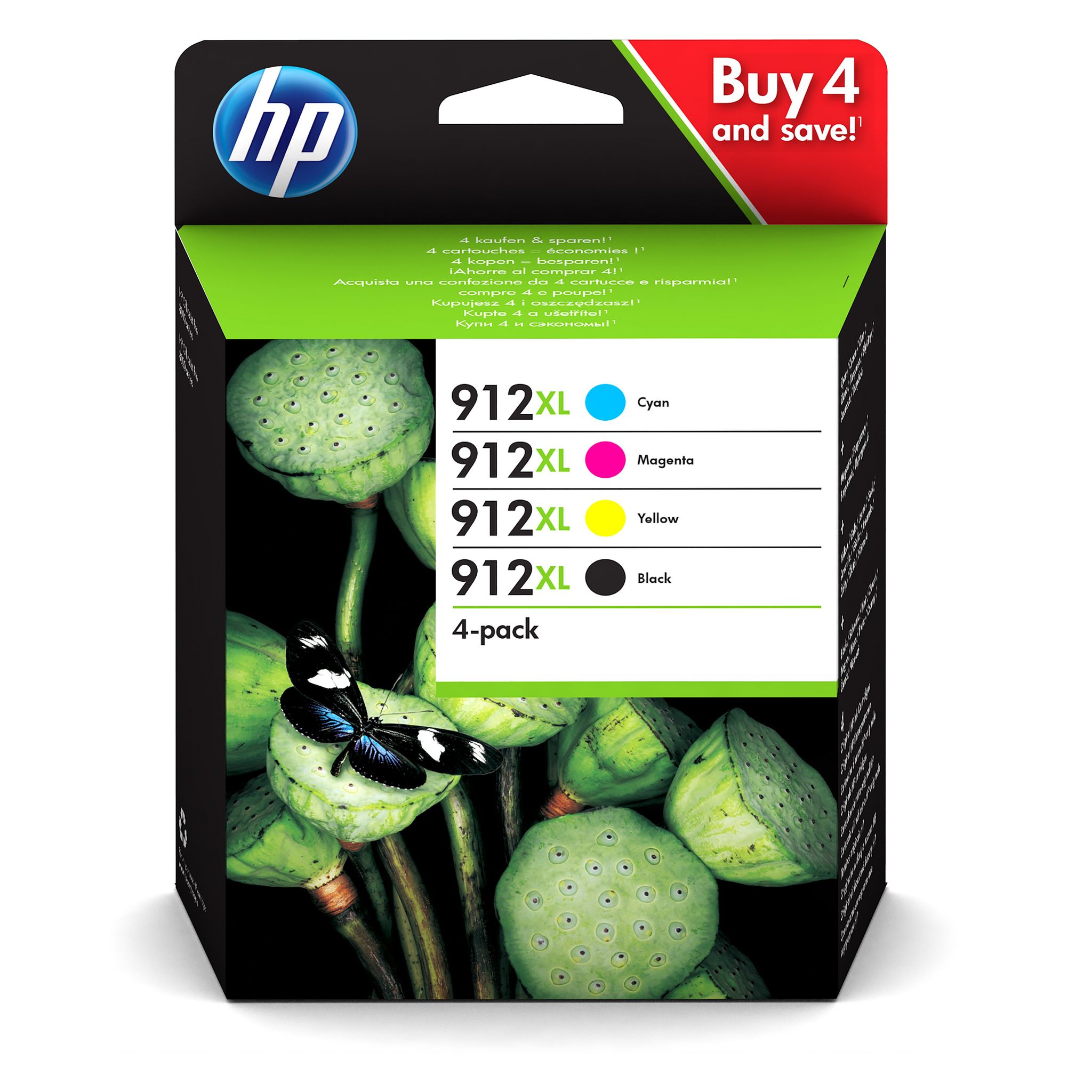 Voir la diapositive 3 : HP Pack de 4 Cartouches d'Encre HP 912XL Noire, Cyan, Magenta, Jaune grandes capacités Authentiques (3YP34AE) pour HP OfficeJet Pro 8010 series / 8020 series