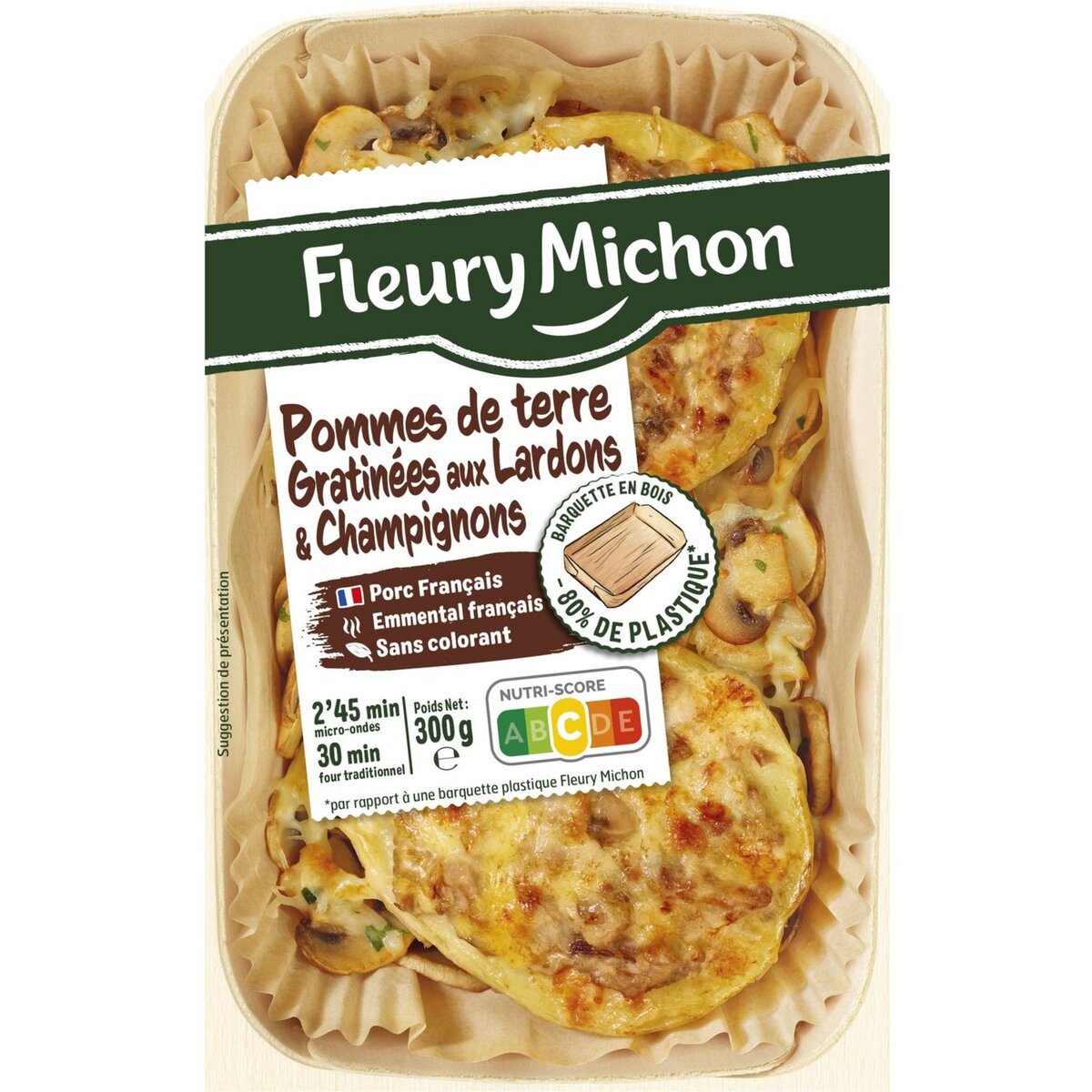 FLEURY MICHON Fleury Michon Pommes de terre gratinées aux lardons champignons 300g 1 portion 300g