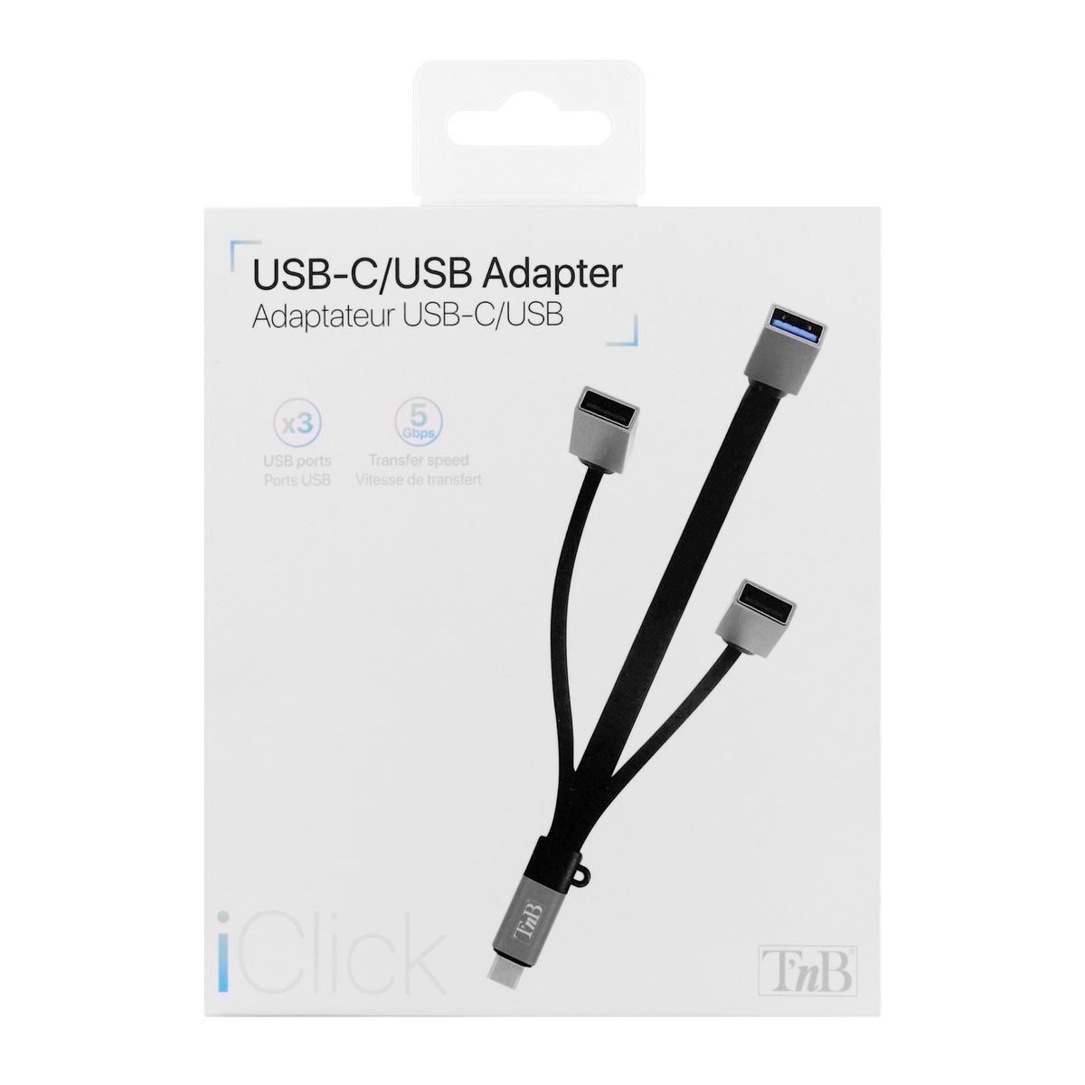 TNB Adaptateur ICLICK USBC/USBA 3.0 TCM3USBF Noir et Aluminium