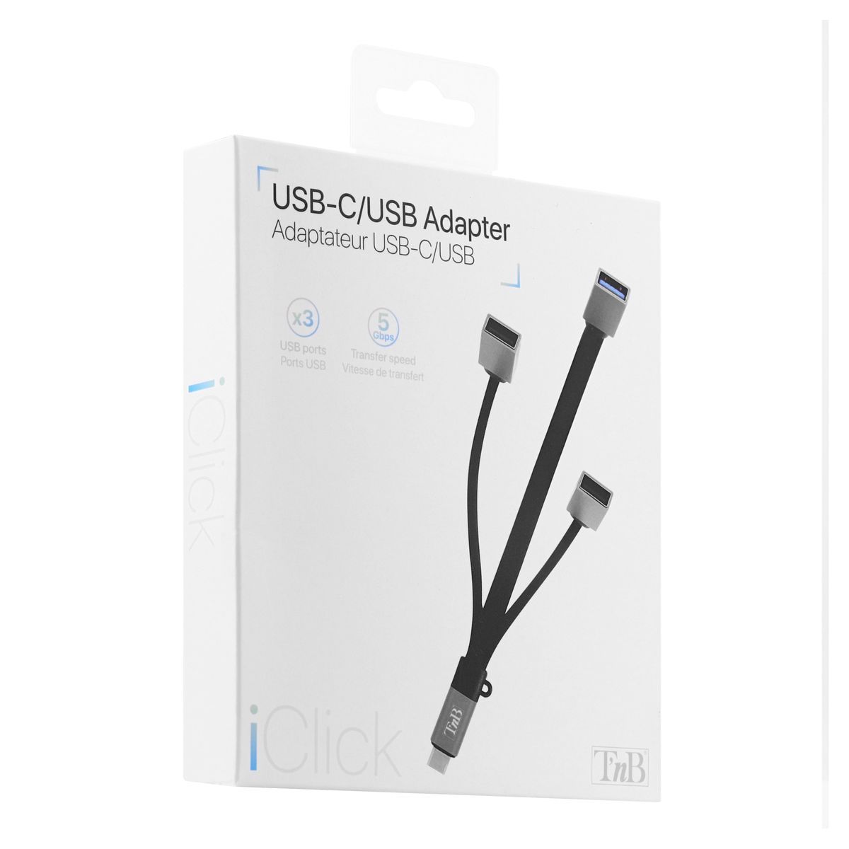 TNB Adaptateur ICLICK USBC/USBA 3.0 TCM3USBF Noir et Aluminium