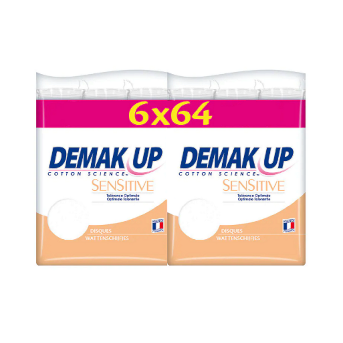 Demak Up Sensitive Cotons X64 - Lot De 8 - Soin Visage Doux - Élimination Maquillage Efficace