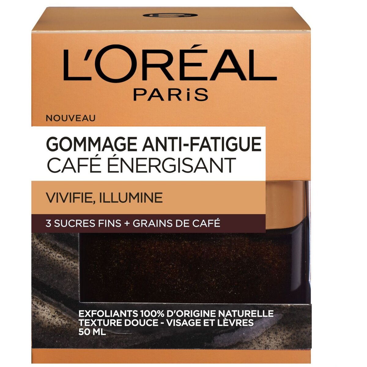 L'OREAL Gommage anti-fatigue aux 3 sucres fins + grains de café 50ml