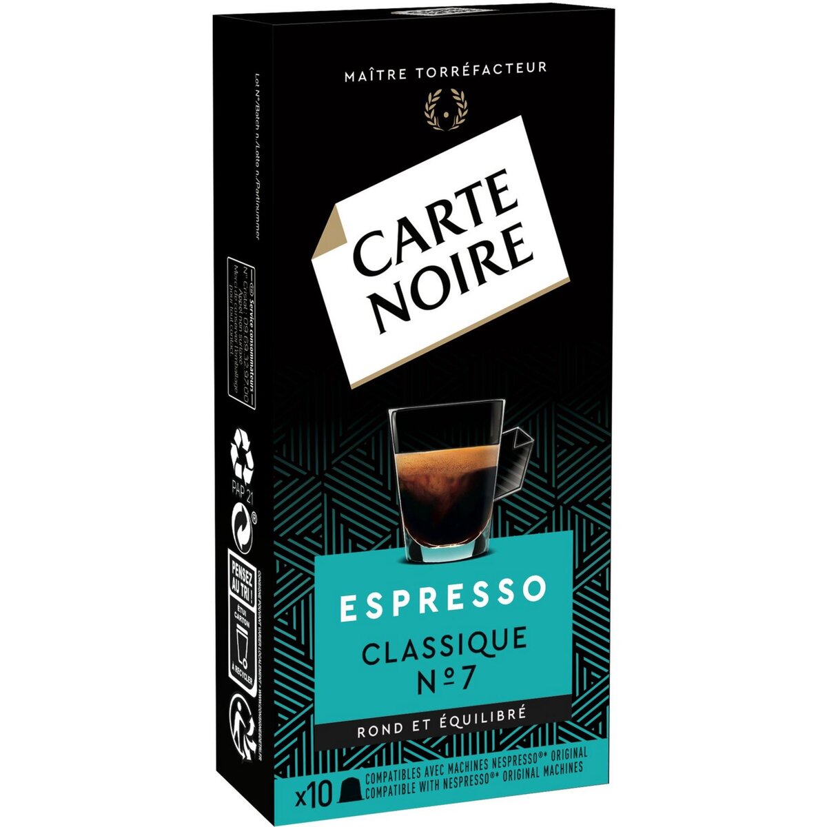 CARTE NOIRE Capsules de café espresso classique compatibles Nespresso 10 capsules 53g