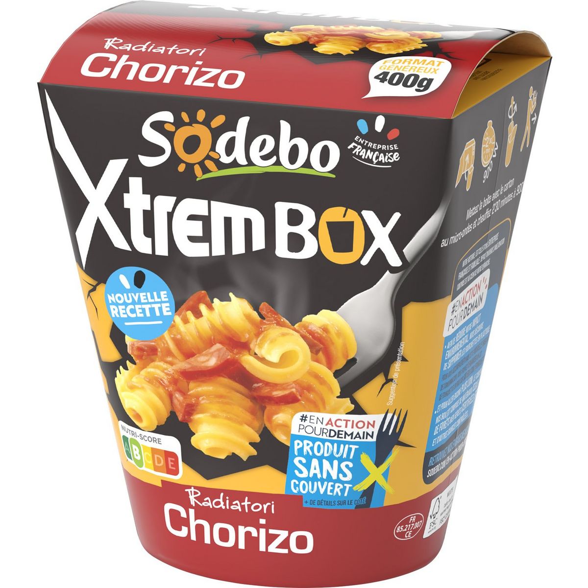 SODEBO Xtrem Box Radiatori Chorizo sans couverts 1 portion 400g