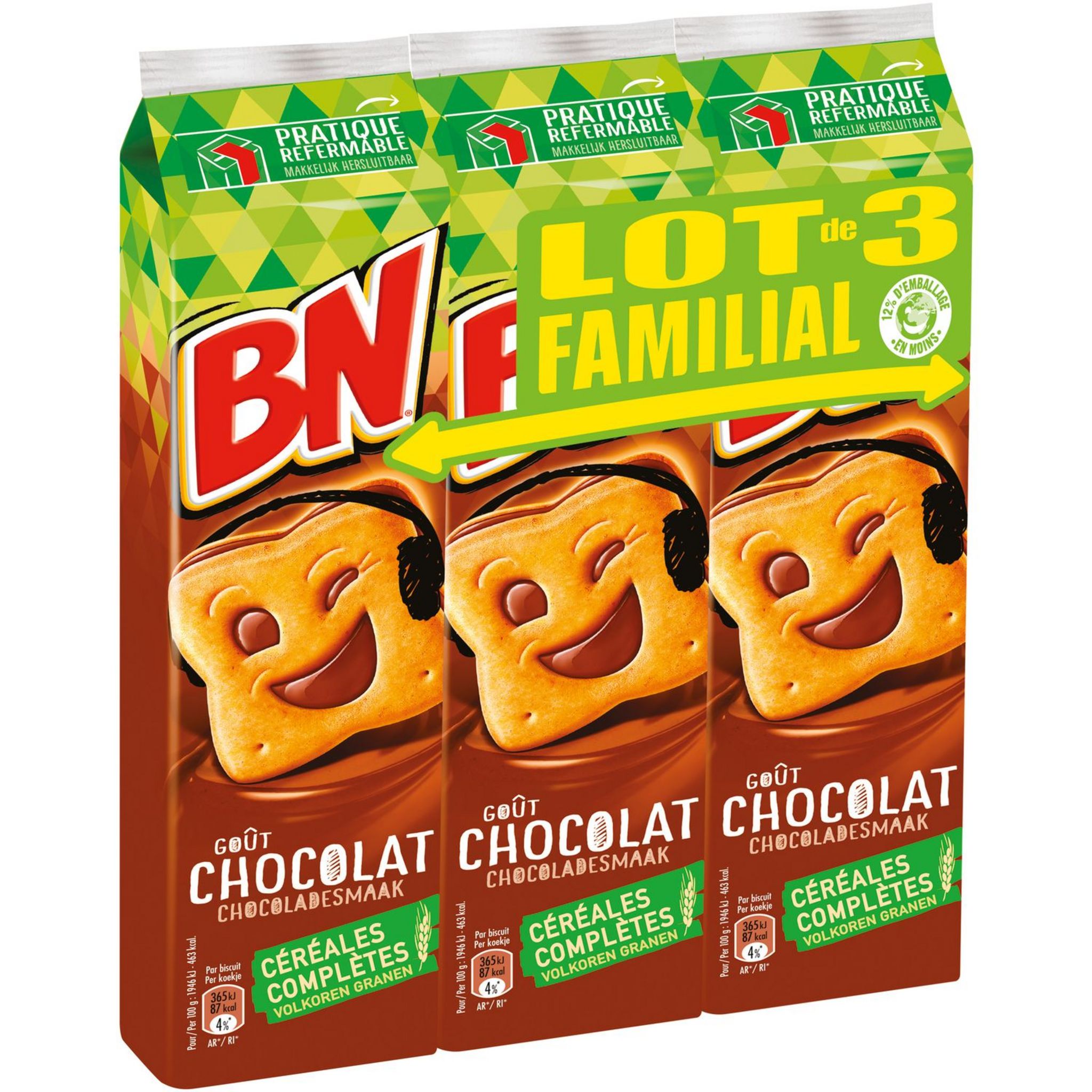 BN Biscuits fourrés goût chocolat Lot de 3 885g pas cher - Auchan.fr