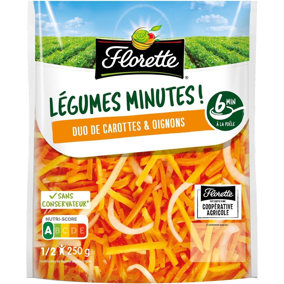 FLORETTE Légumes Minutes Duo de carottes et oignons 1 ou 2 personnes 250g