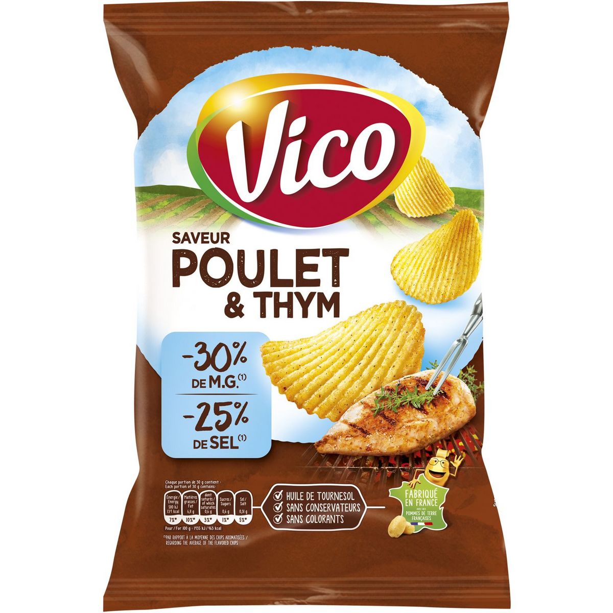 VICO Chips ondulées saveur poulet et thym 120g