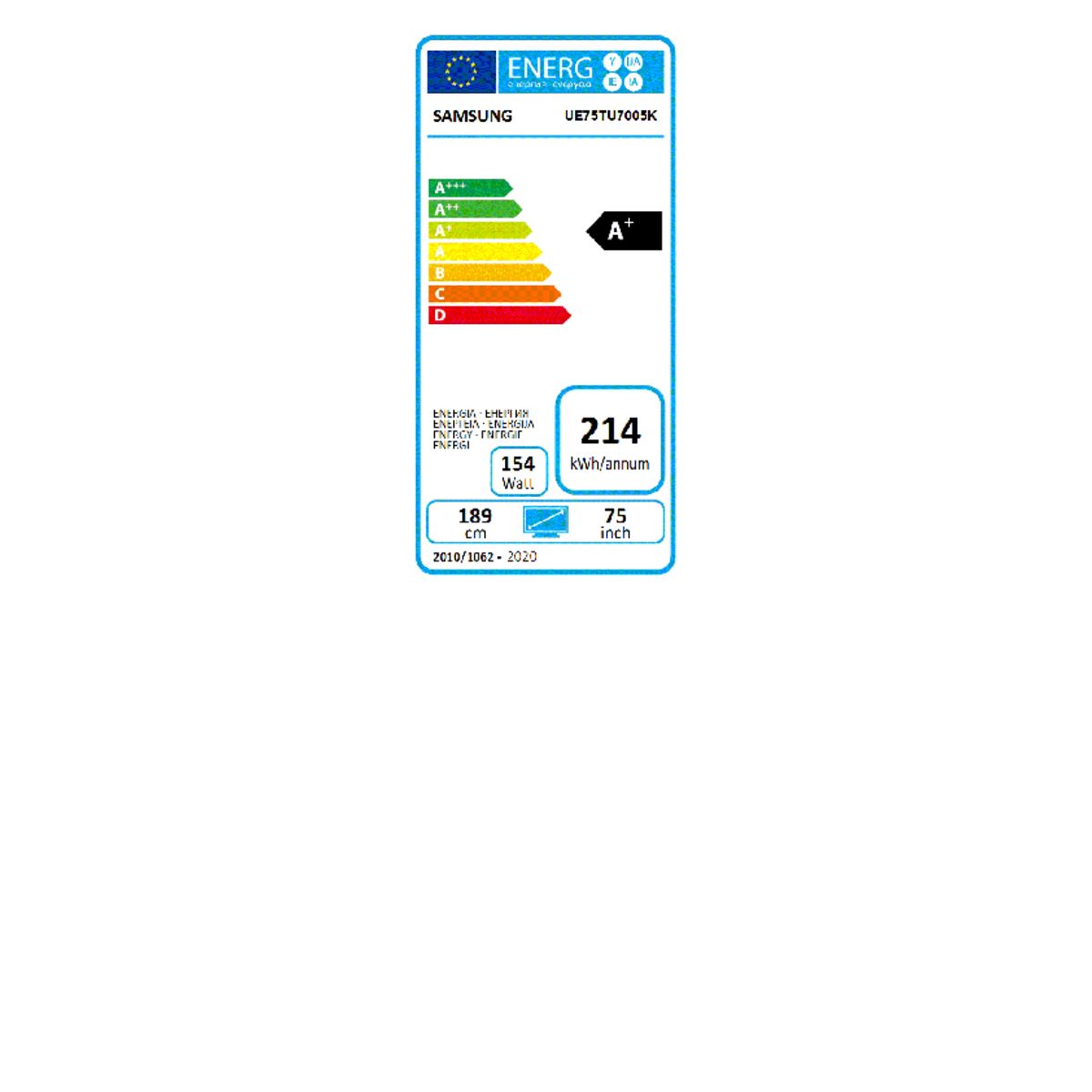 SAMSUNG 75TU7005 TV LED 4K UHD 189 cm Smart TV