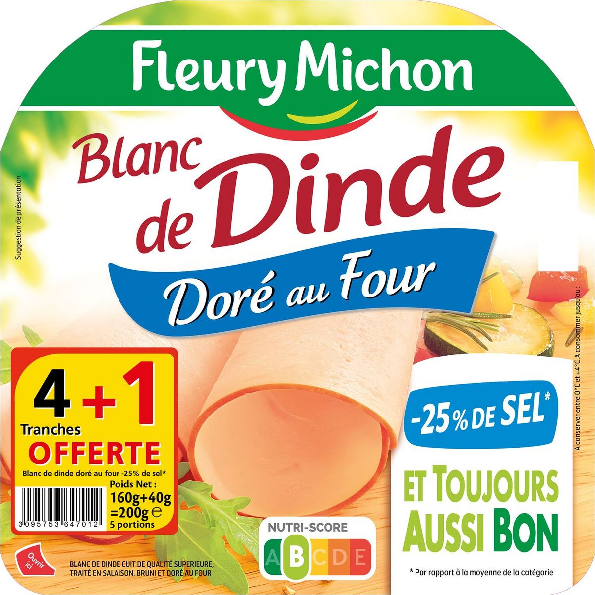 FLEURY MICHON Blanc de dinde sel réduit 5 tranches 200g