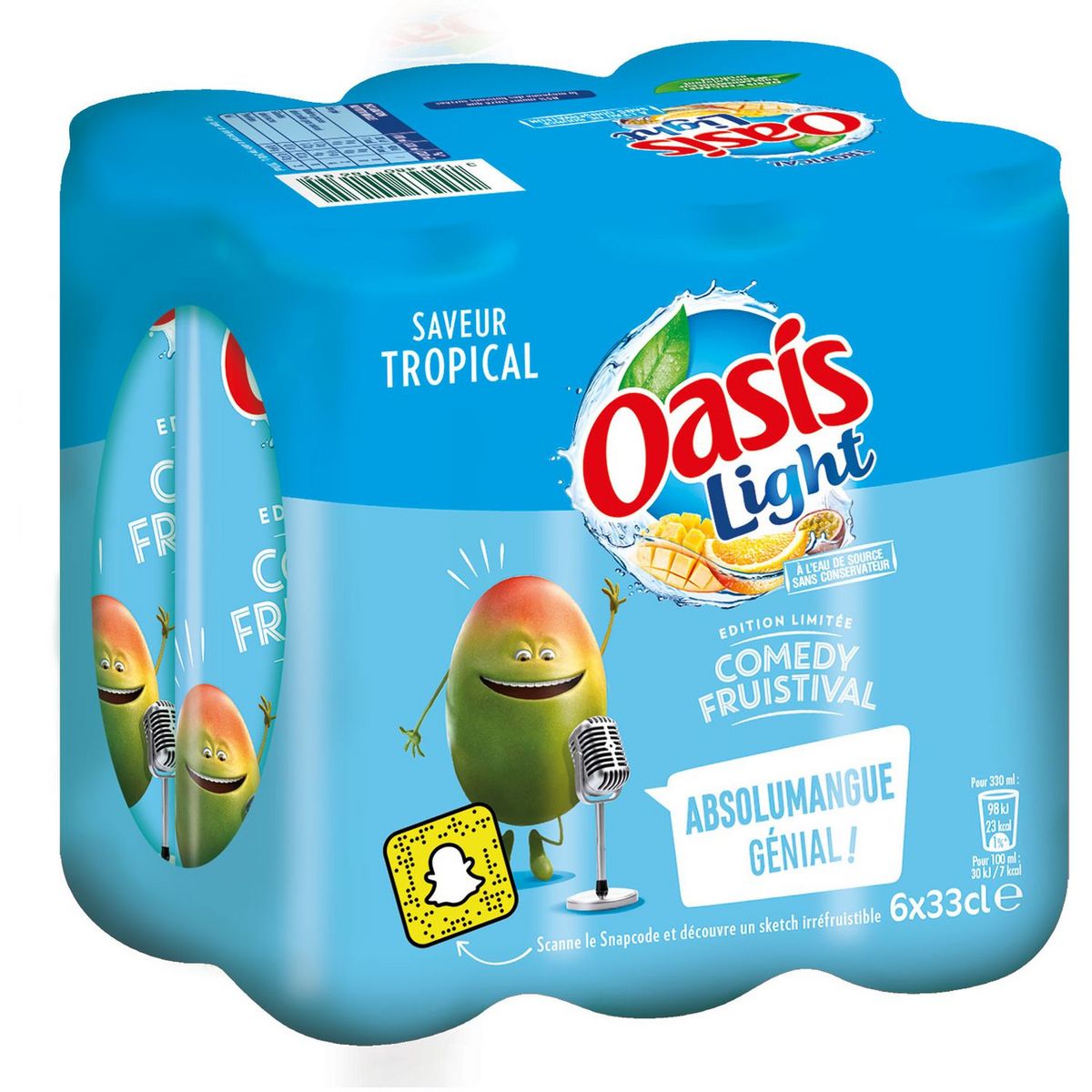 OASIS Boisson aux fruits goût tropical boîtes slim 6x33cl