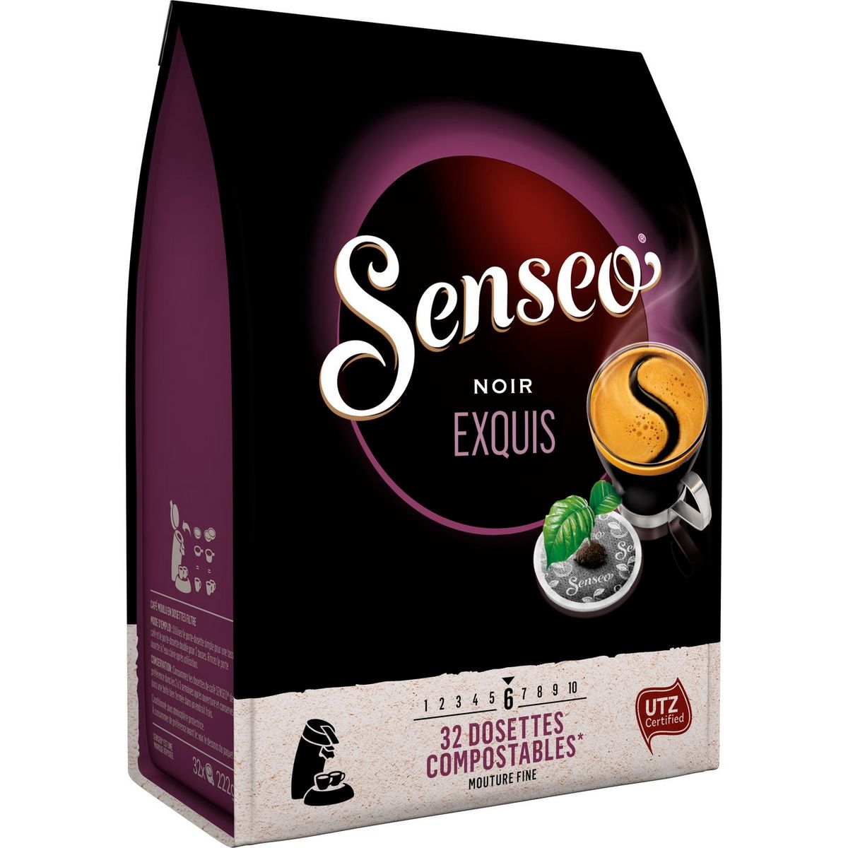 SENSEO Dosettes de café noir exquis 32 dosettes 222g