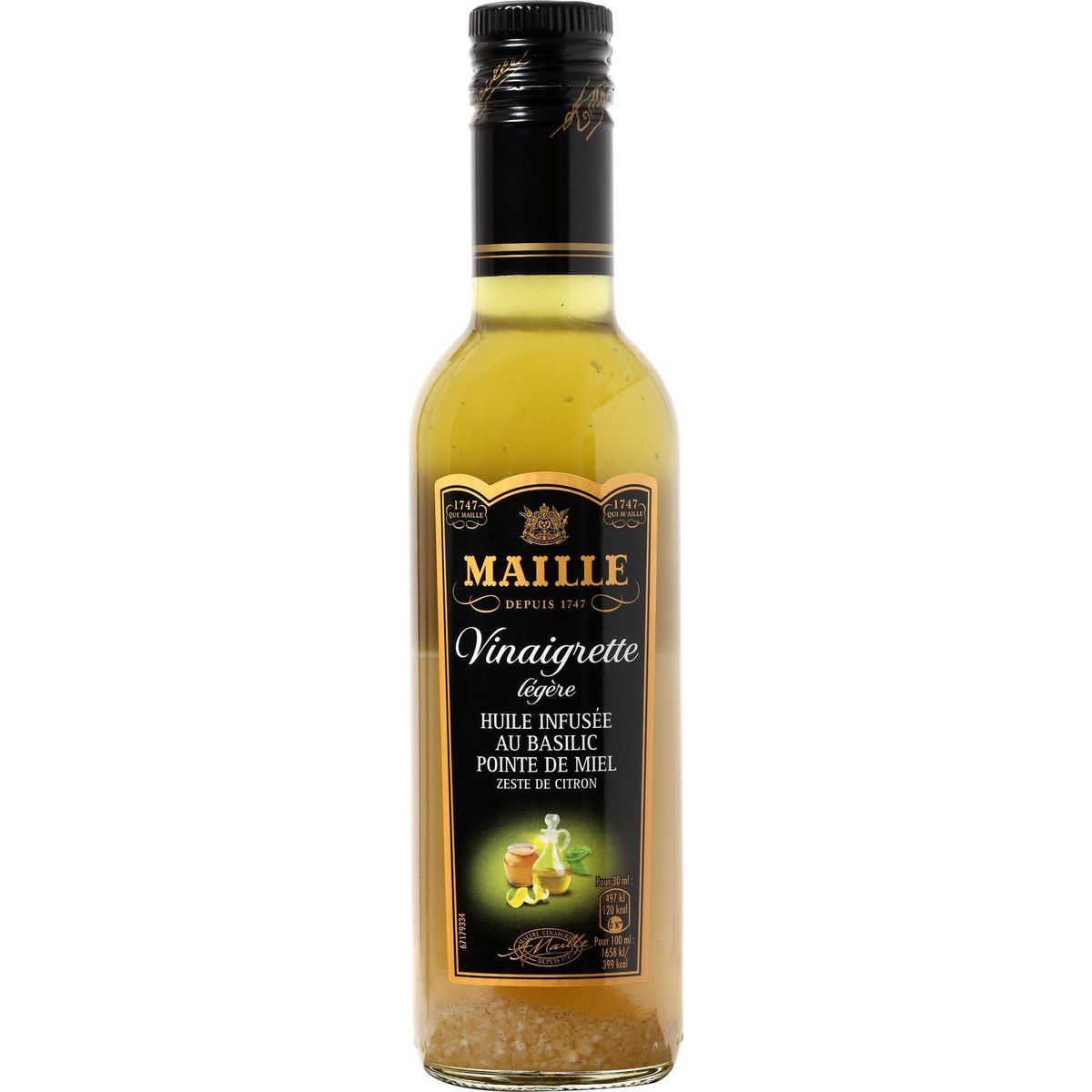 MAILLE Vinaigrette légère, huile infusée au basilic pointe de miel zeste de citron 36cl