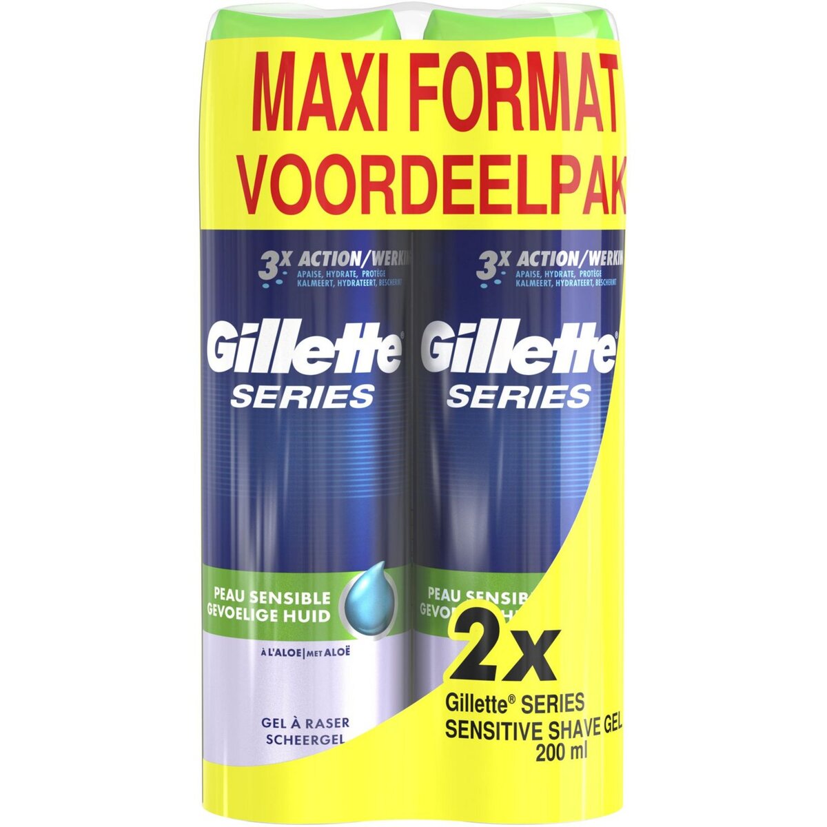 GILLETTE Series Gel à raser peaux sensibles à l'aloe 2x200ml