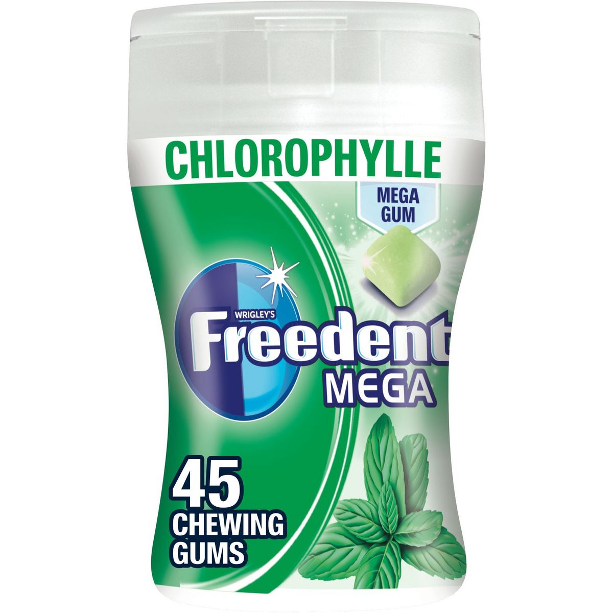 FREEDENT Chewing-gums méga box sans sucres chlorophylle 45 dragées 103g