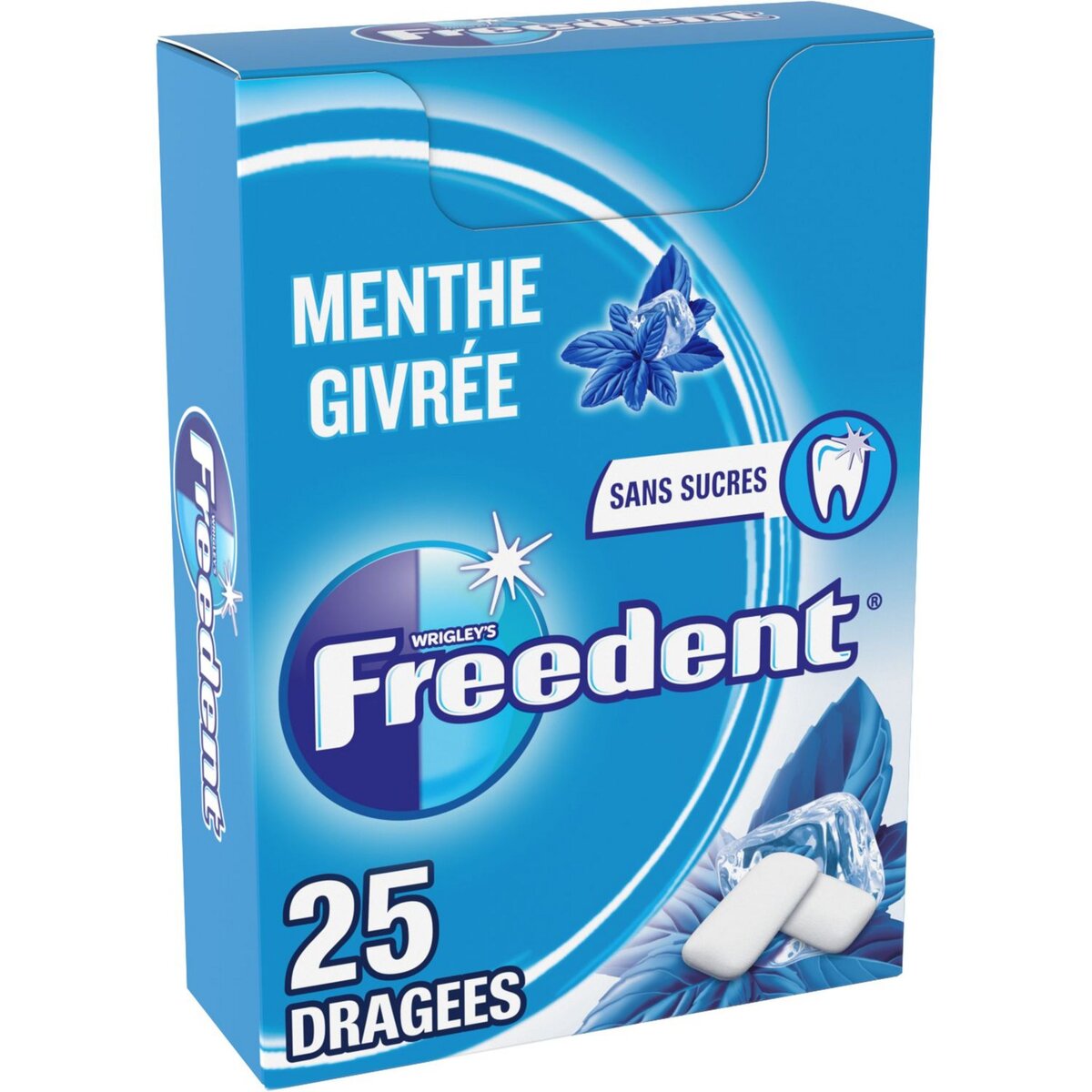 FREEDENT Chewing-gums sans sucres menthe givrée 25 dragées 35g
