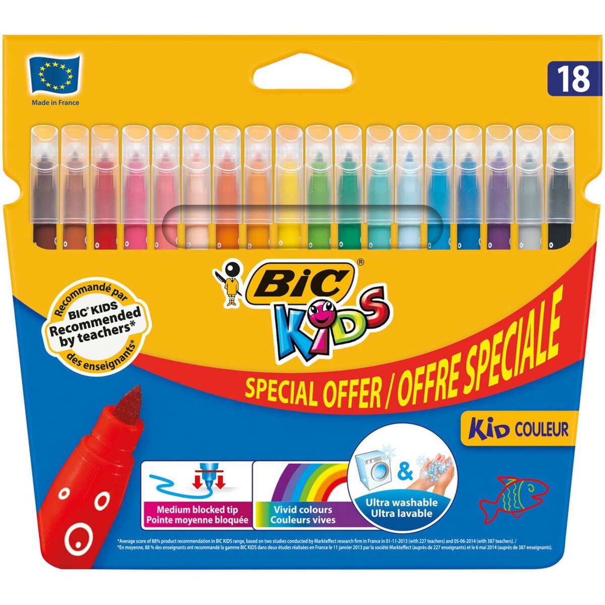 BIC Feutres de coloriage kid à pointe moyenne lavables format special