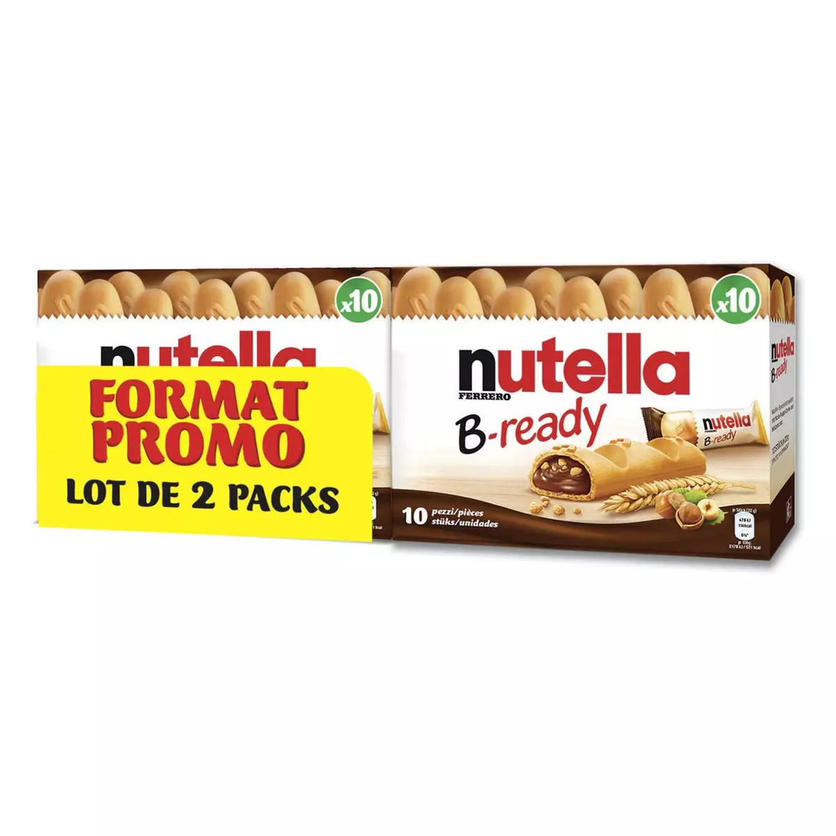 NUTELLA B-Ready Gaufrettes fourrées de pâte à tartiner 2x10 biscuits 440g