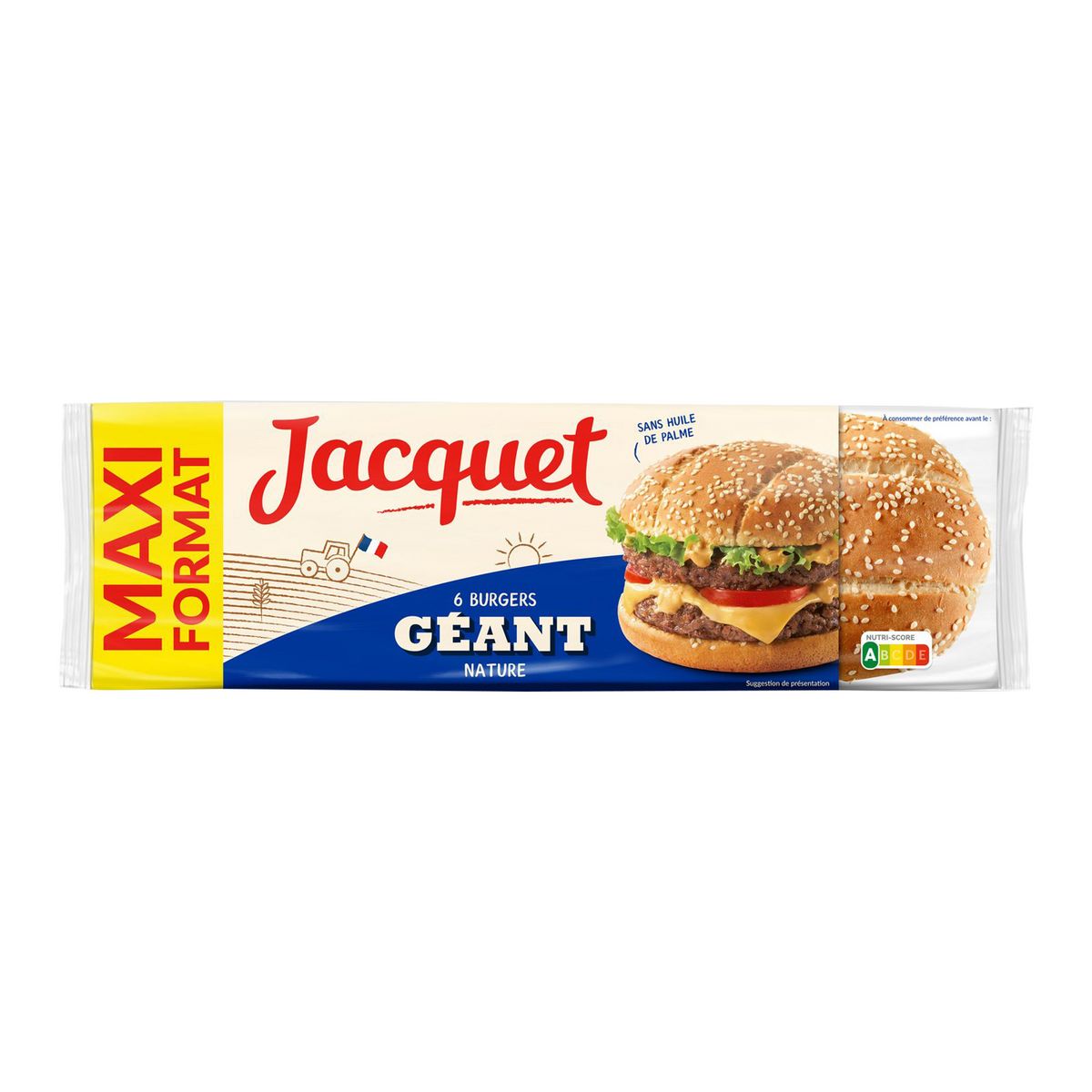 JACQUET Pain spécial pour hamburgers nature géant 6 pains burgers 495g