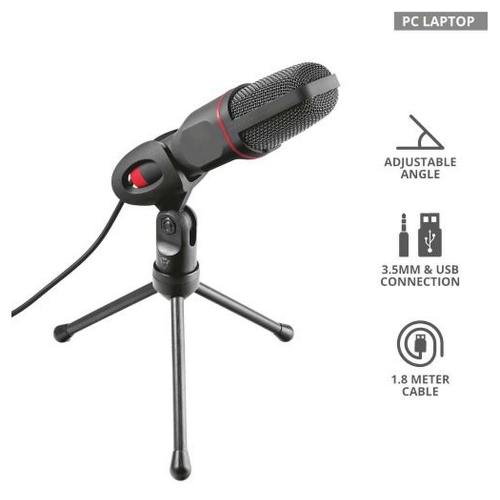 Voir la diapositive 3 : TRUST Microphone Gaming USBGXT 212 Mico - Noir et rouge