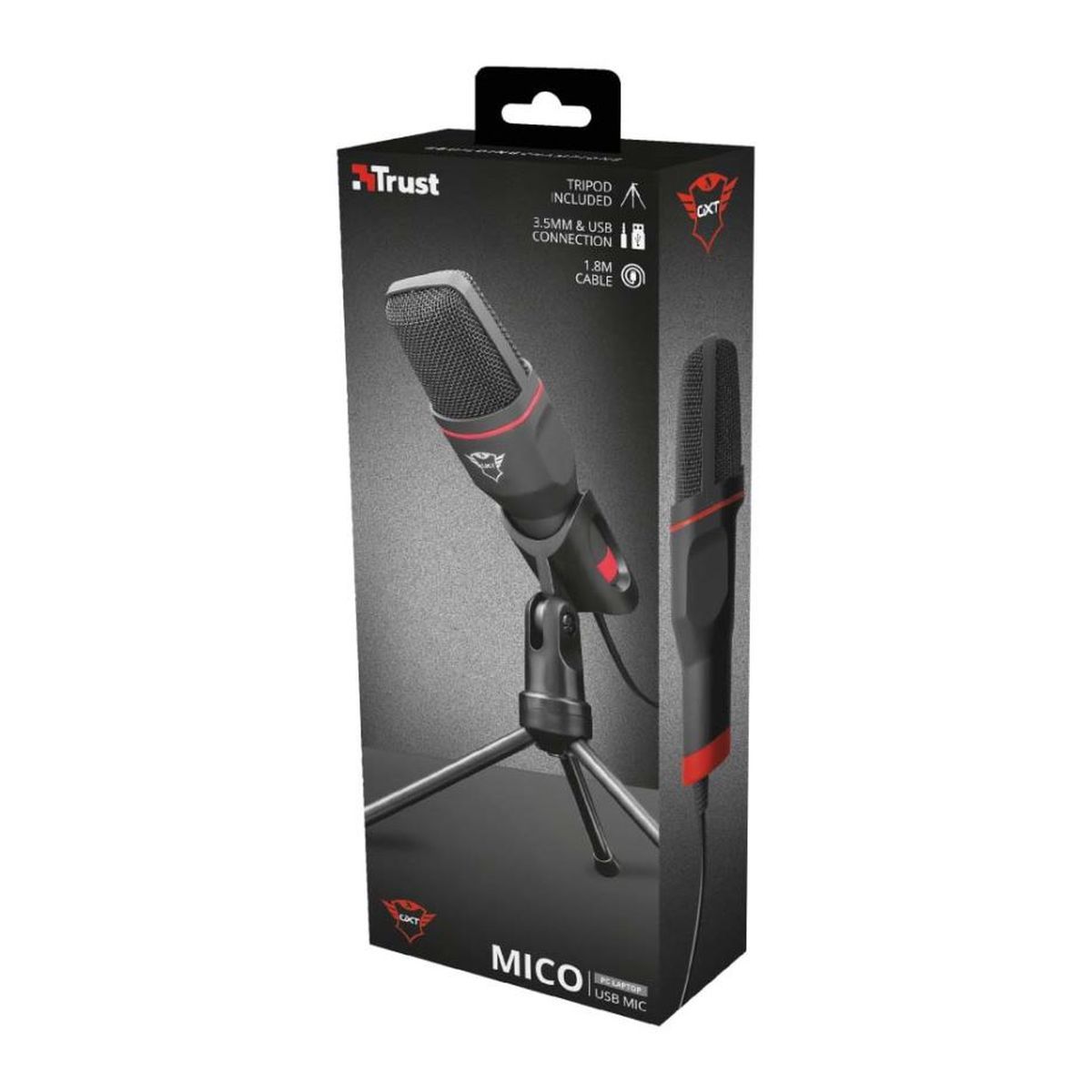 TRUST Microphone Gaming USBGXT 212 Mico - Noir et rouge