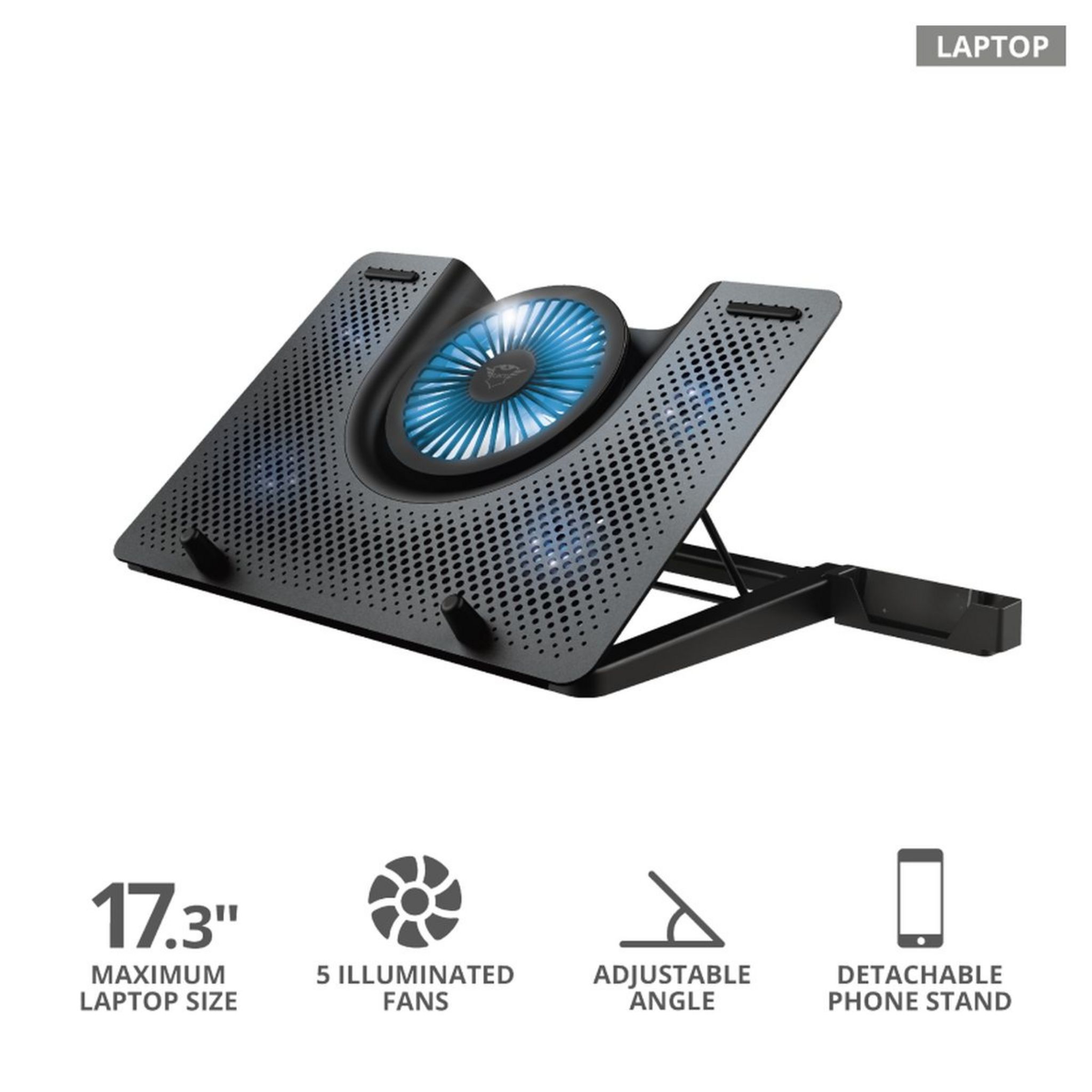 Voir la diapositive 6 : TRUST Support ventilé GXT 1125QUNO - Noir