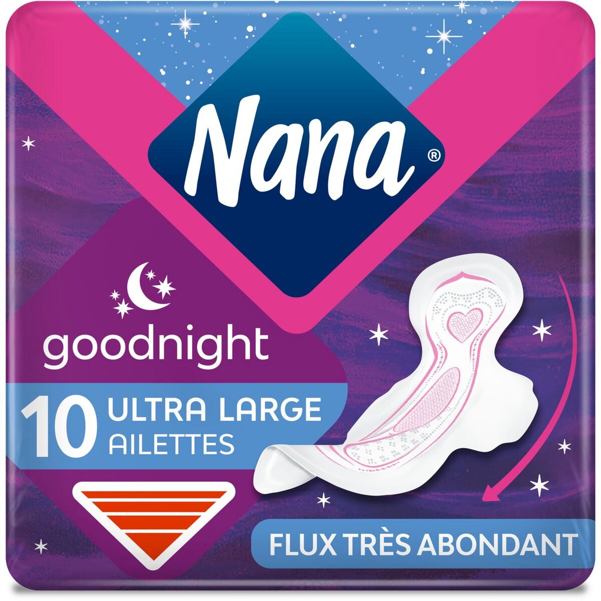 NANA Secure Fit serviettes hygiéniques nuit avec ailettes 10 serviettes