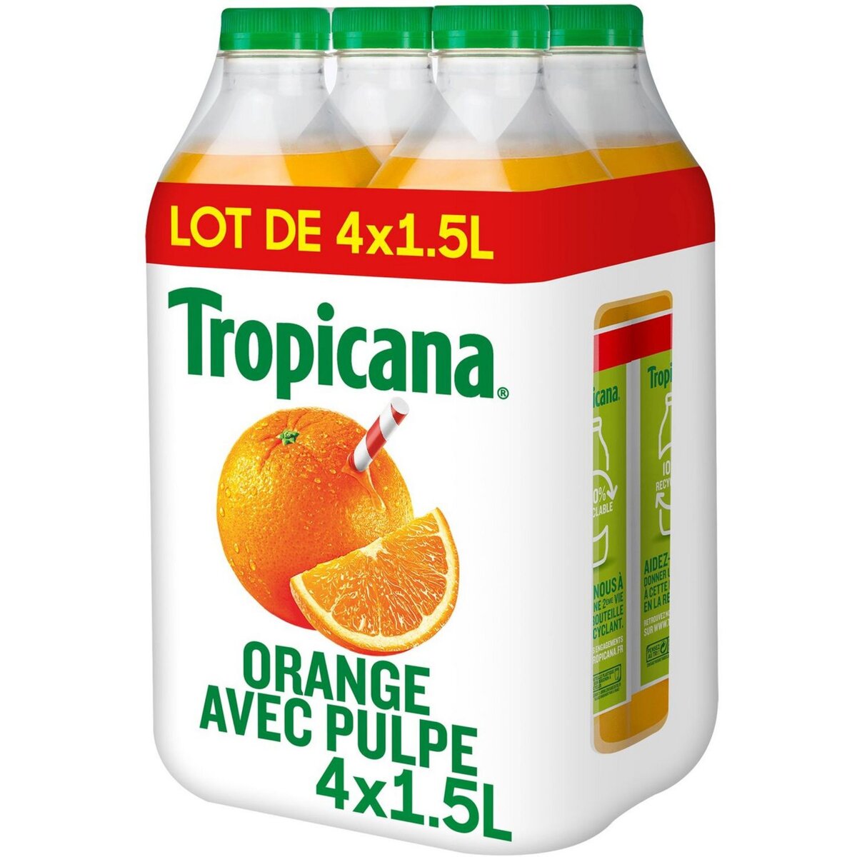 TROPICANA Pur jus d'orange avec pulpe 4x1,5l