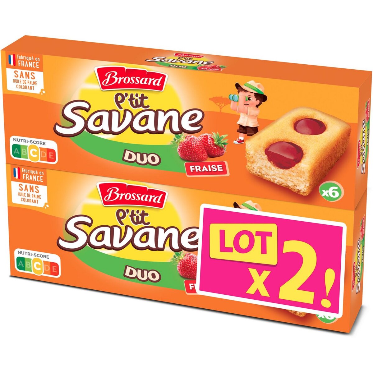 BROSSARD P'tit Savane duo Gâteaux fourrés à la fraise 2x150g