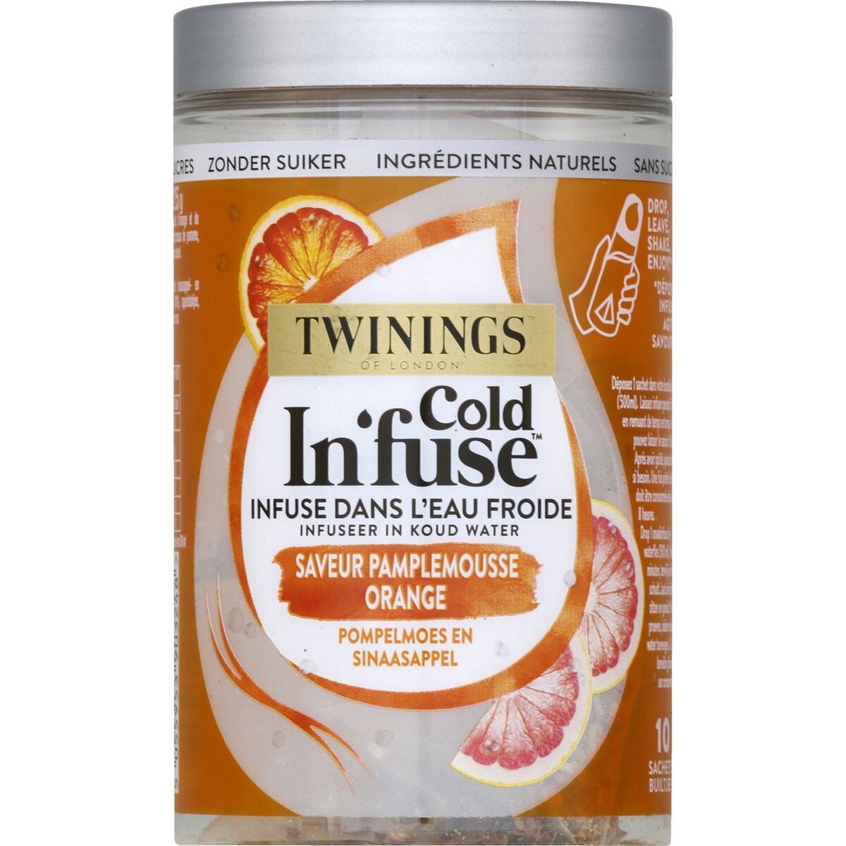 TWININGS Cold In'fuse infusion froide saveur pamplemousse orange 10 sachets 250g