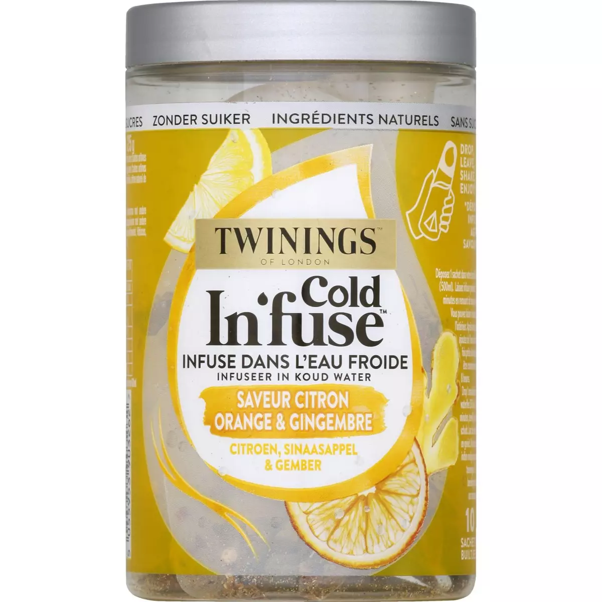 TWININGS Cold In'fuse infusion froide saveur citron orange gingembre 10 sachets 25g