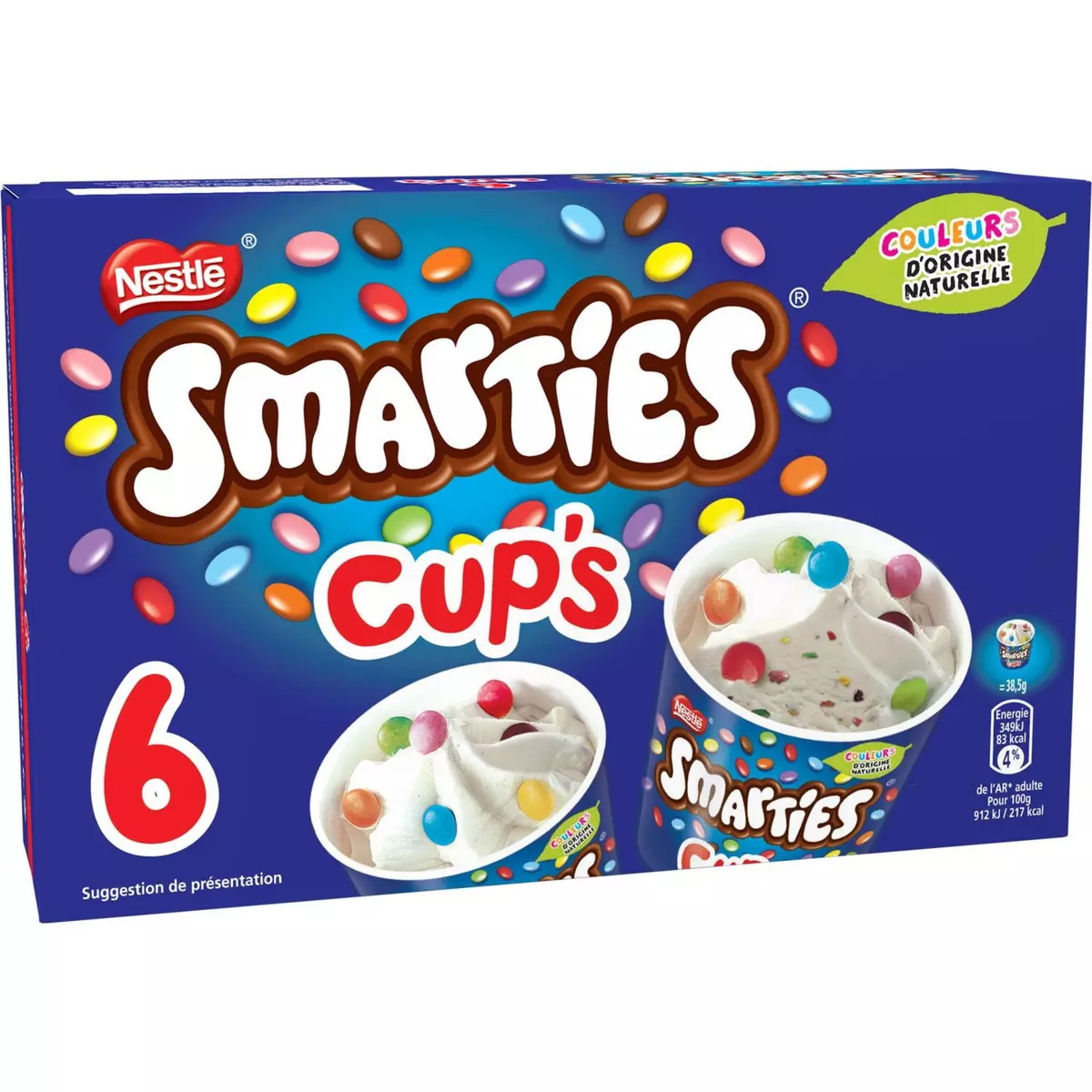 SMARTIES Cup's Crème glacée aux smarties 6 pièces 216g