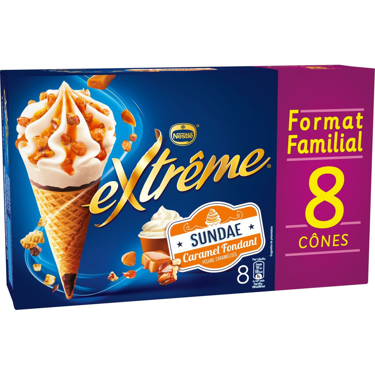 NESTLE Extrême Cônes glacés goût sundae caramel 528g x8 528g pas cher ...
