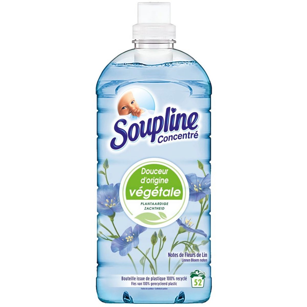 SOUPLINE Douceur végétale Adoucissant fleurs de lin 52 lavages 1,3l