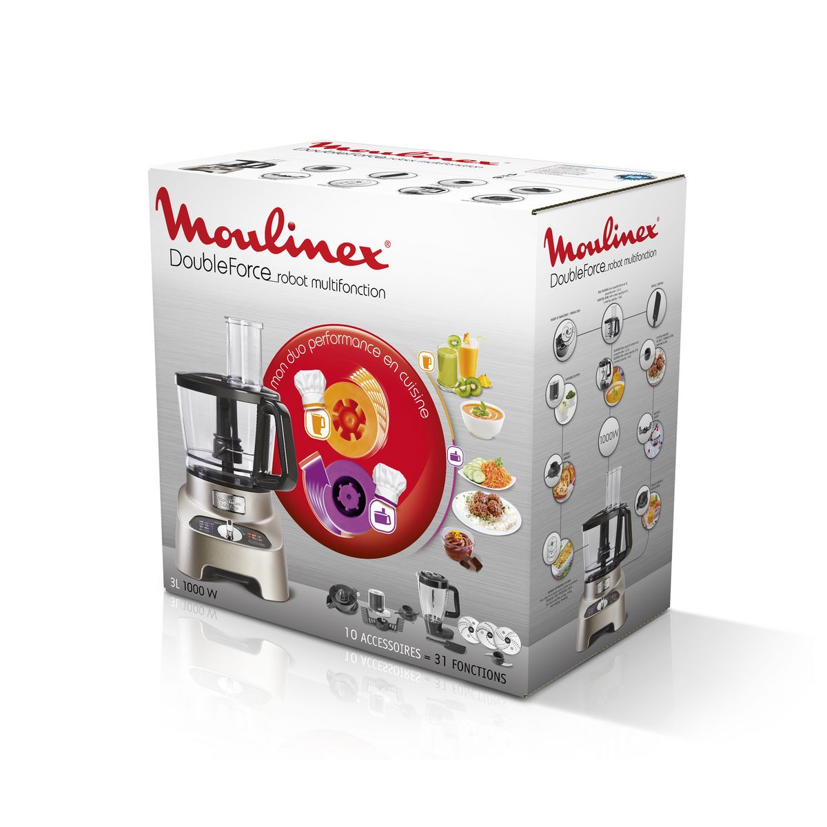 MOULINEX Robot multifonction Double Force Métal FP824H10