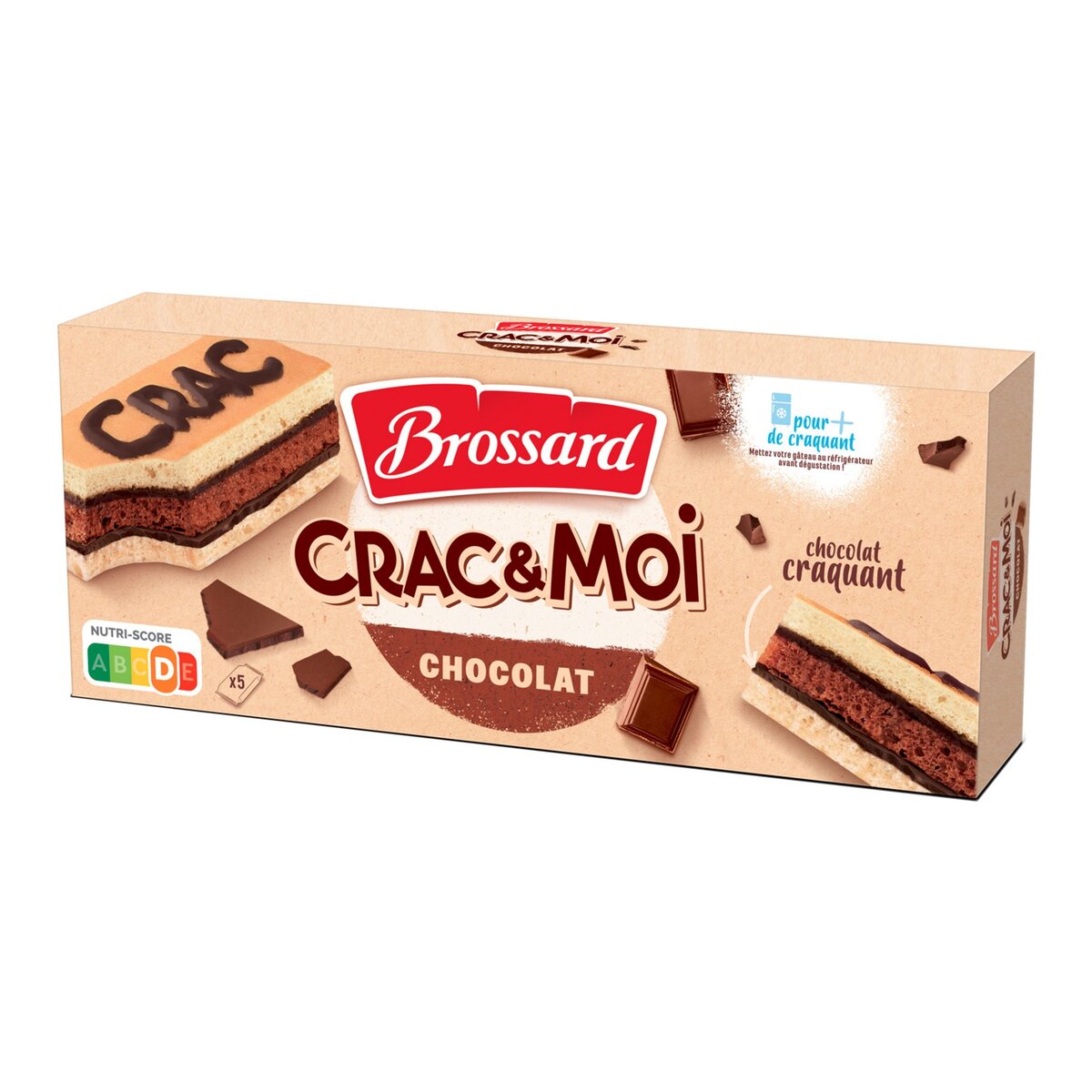 BROSSARD Crac&moi  Gâteaux moelleux fourrage chocolat au lait 5 pièces 155g