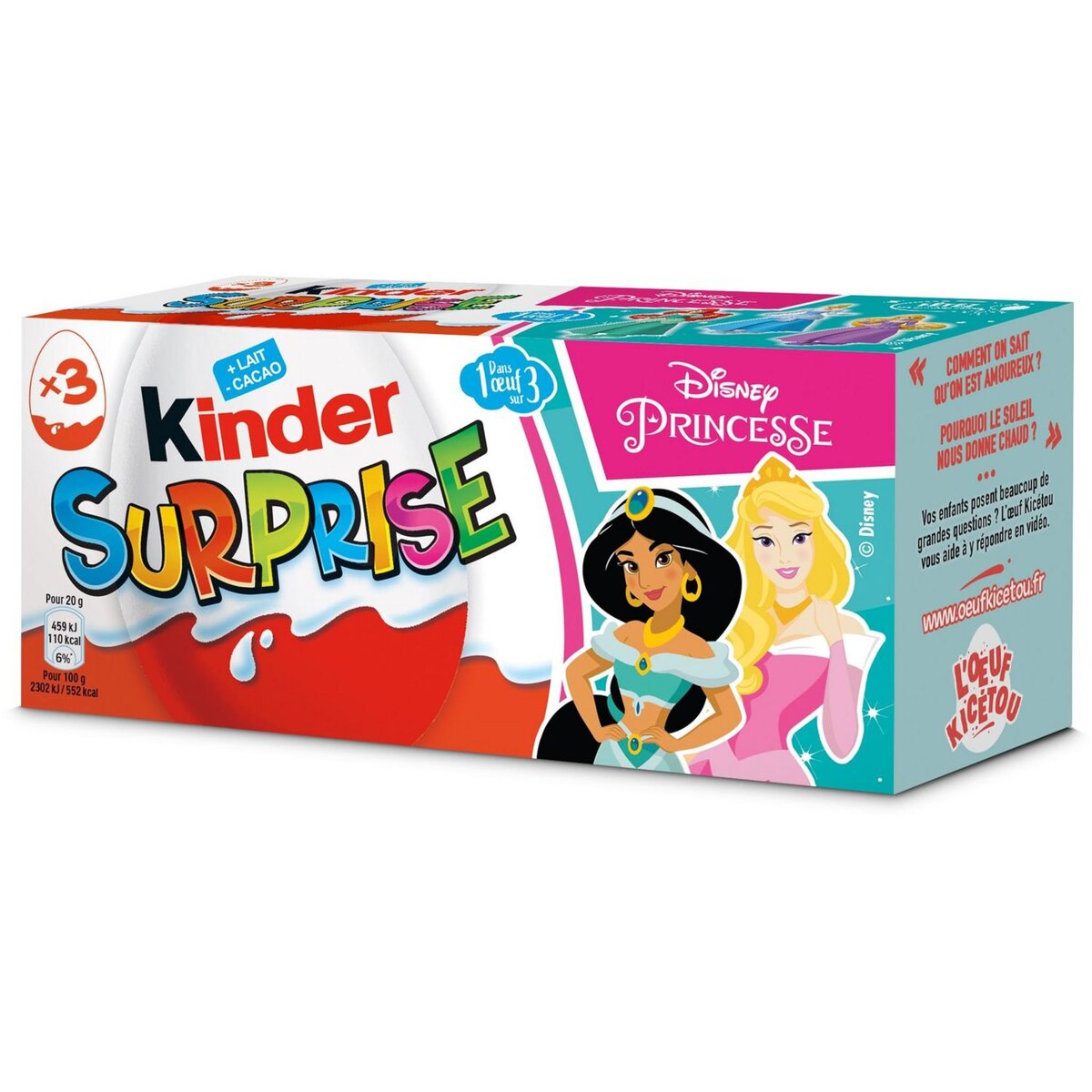 KINDER Oeuf surprise Princesses Disney 3 pièces 60g