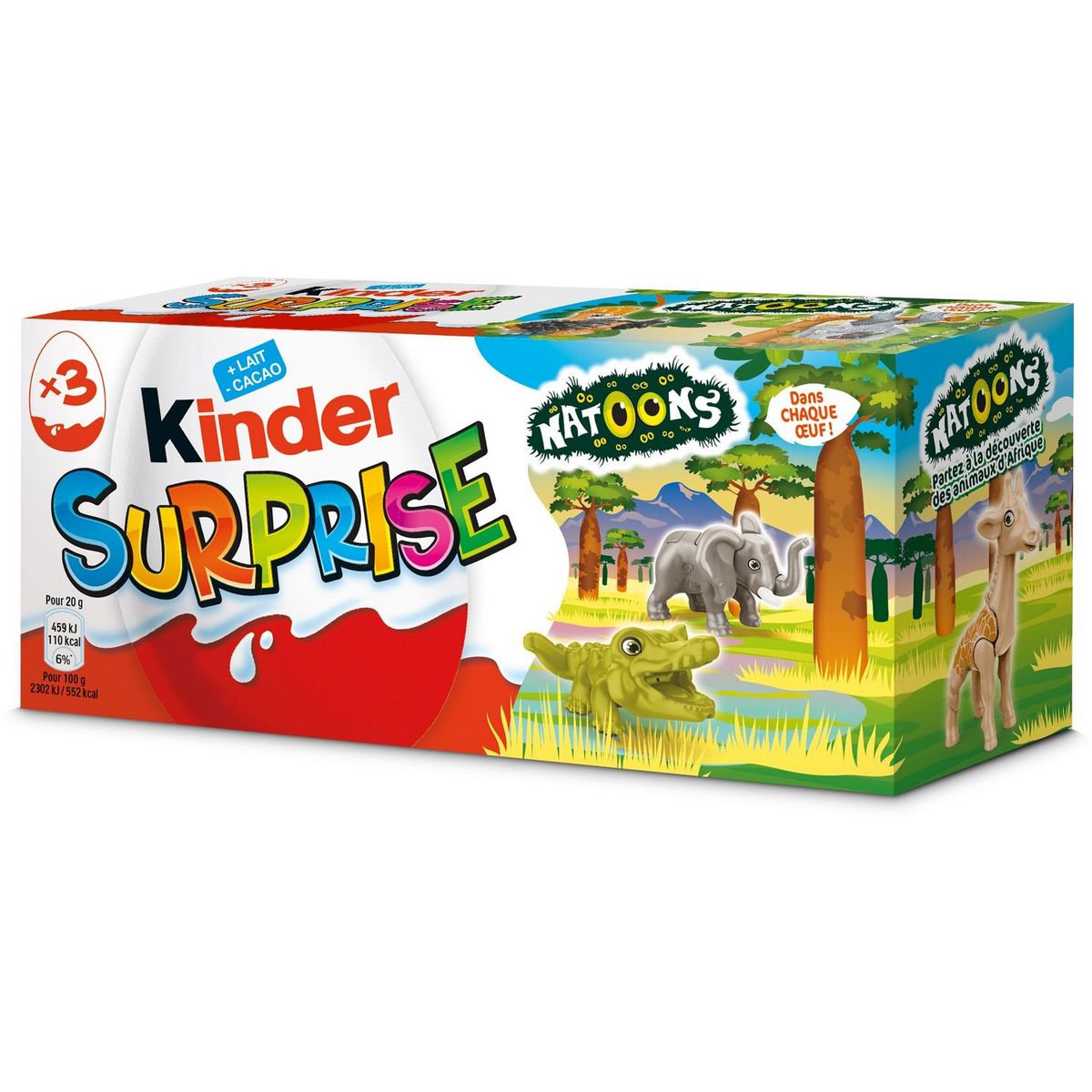 KINDER Oeuf surprise Natoons 3 pièces 60g