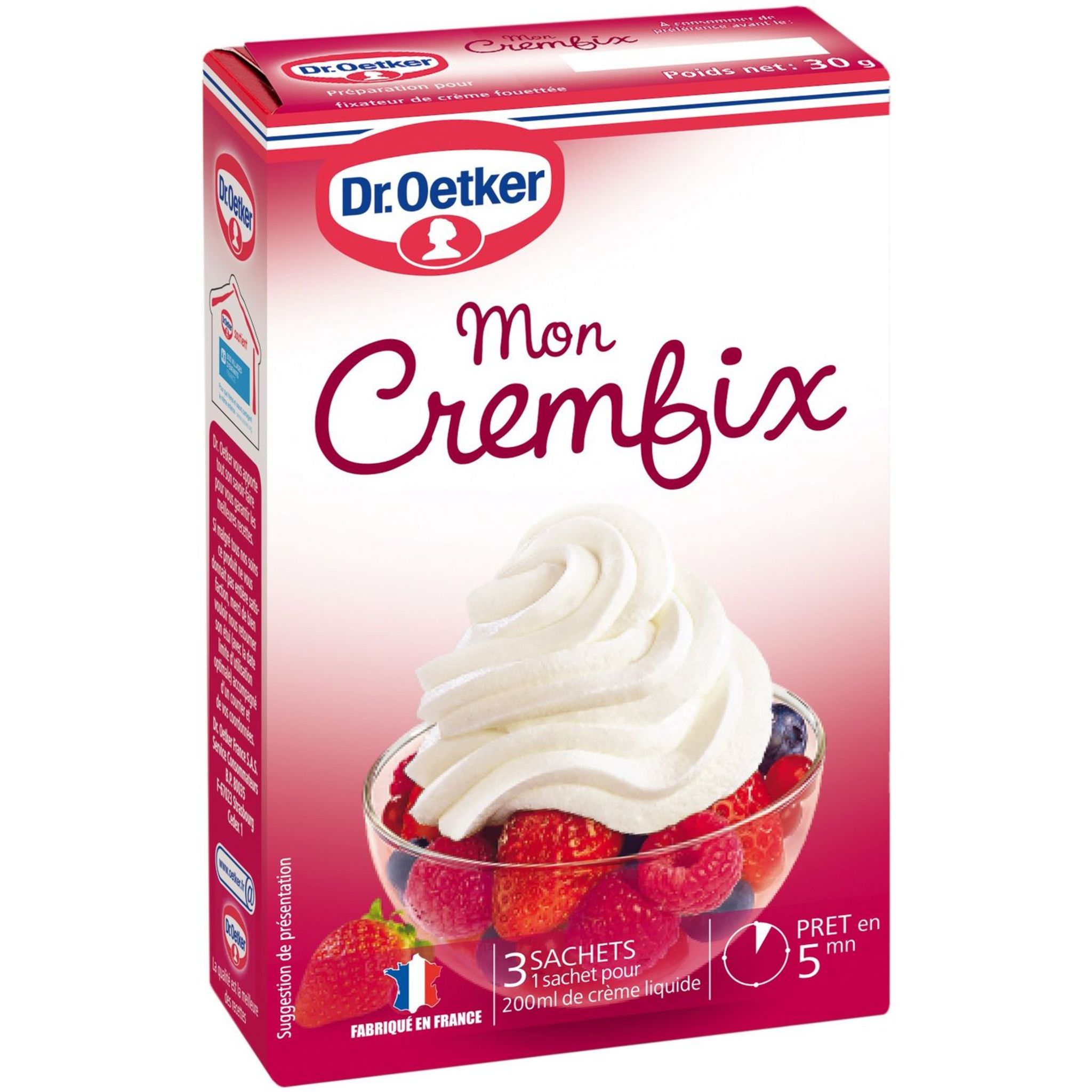 DR OETKER Mon cremfix préparation en poudre pour crème fouettée 3 sachets 90g