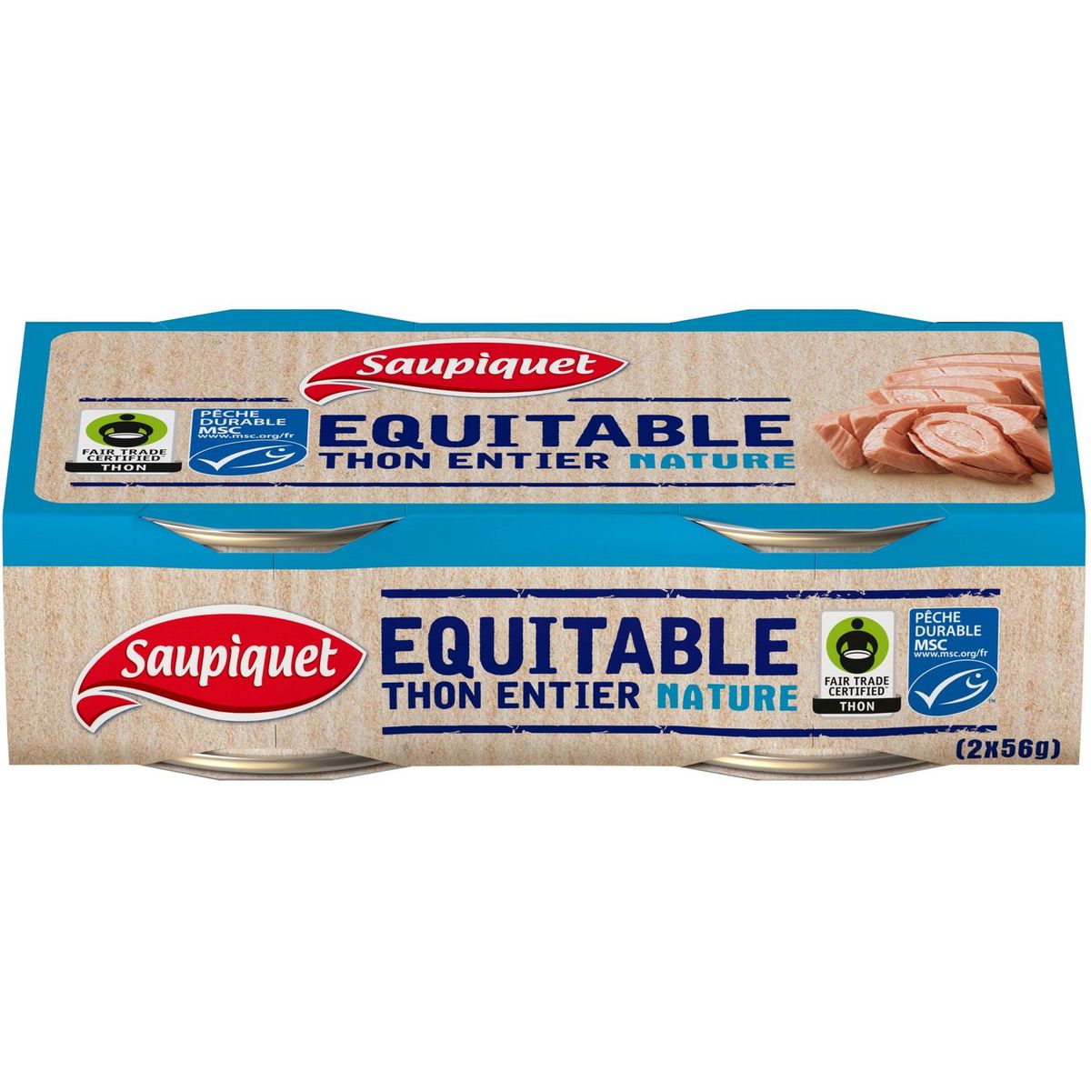 SAUPIQUET Thon entier au naturel MSC 2x56g