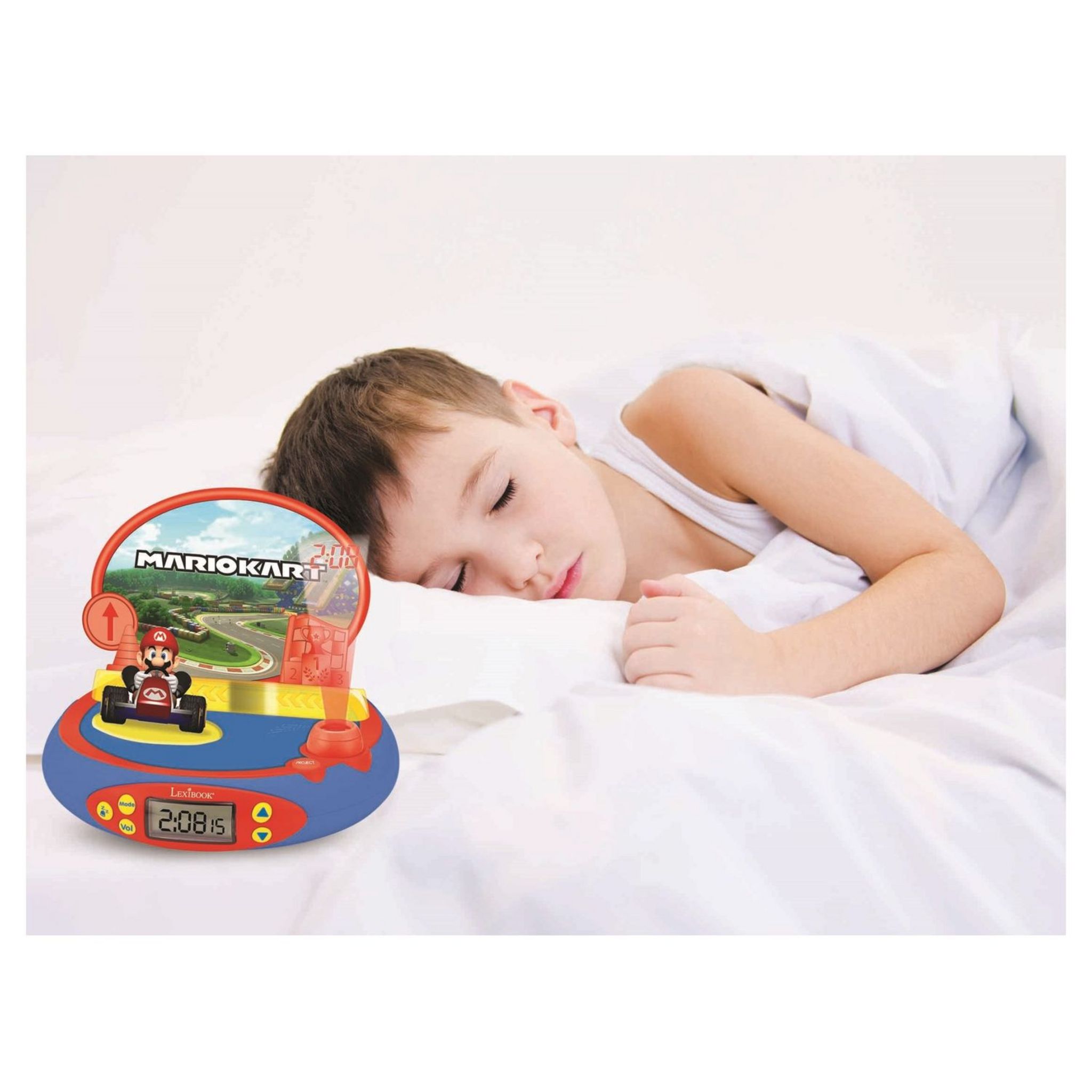 Voir la diapositive 2 : LEXIBOOK Réveil projecteur avec sons MarioKart - RP500NI - Bleu/rouge/jaune