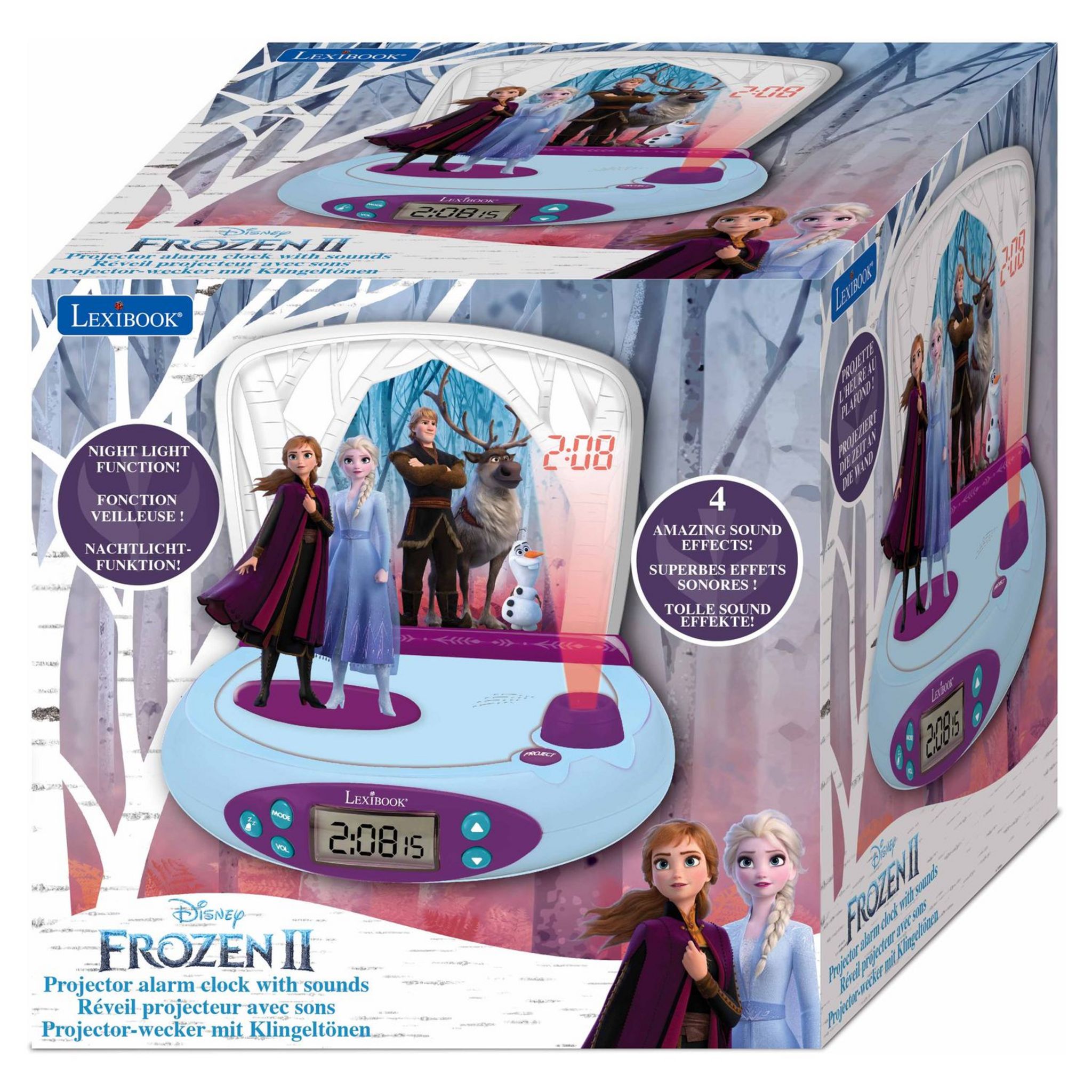 Voir la diapositive 2 : LEXIBOOK Réveil projecteur avec sons Frozen II - RP510FZ_50 - Bleu