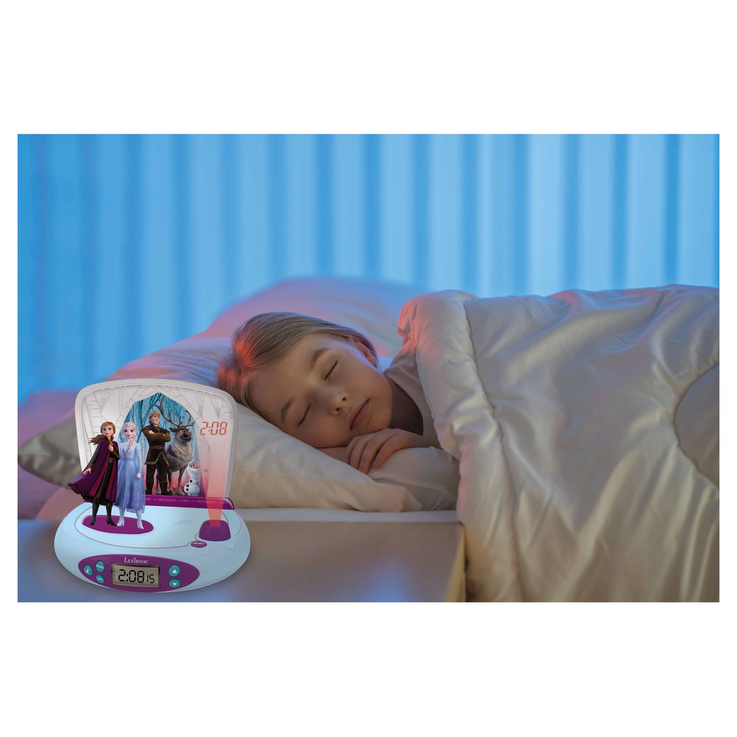 Voir la diapositive 3 : LEXIBOOK Réveil projecteur avec sons Frozen II - RP510FZ_50 - Bleu