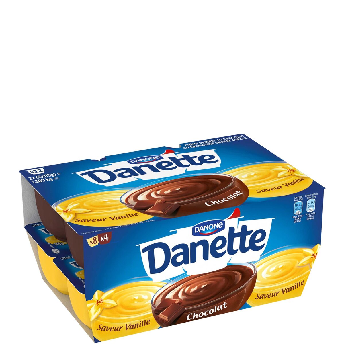 DANETTE Danette crème dessert saveur vanille chocolat 12x115g