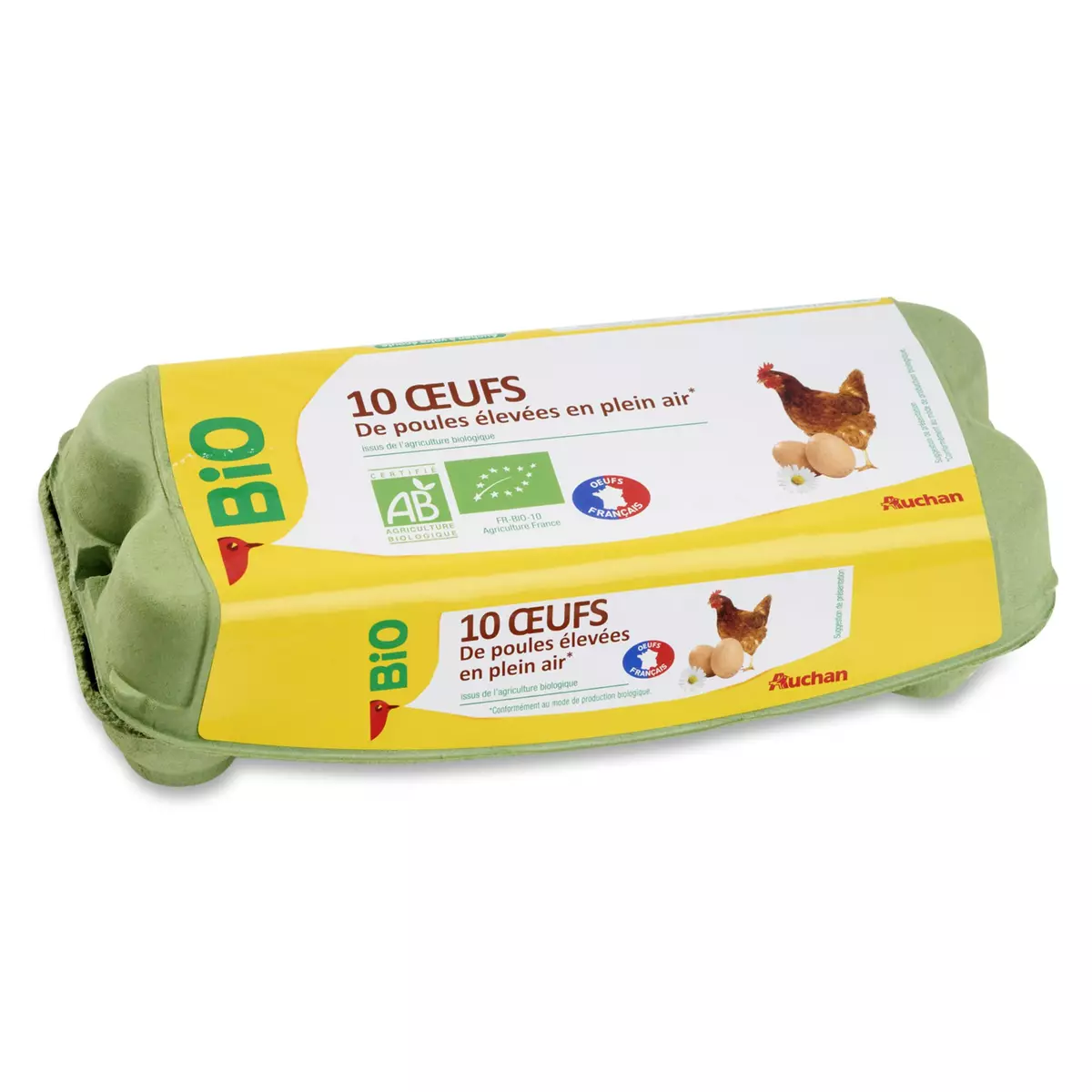 AUCHAN Auchan bio oeufs x10 10 œufs